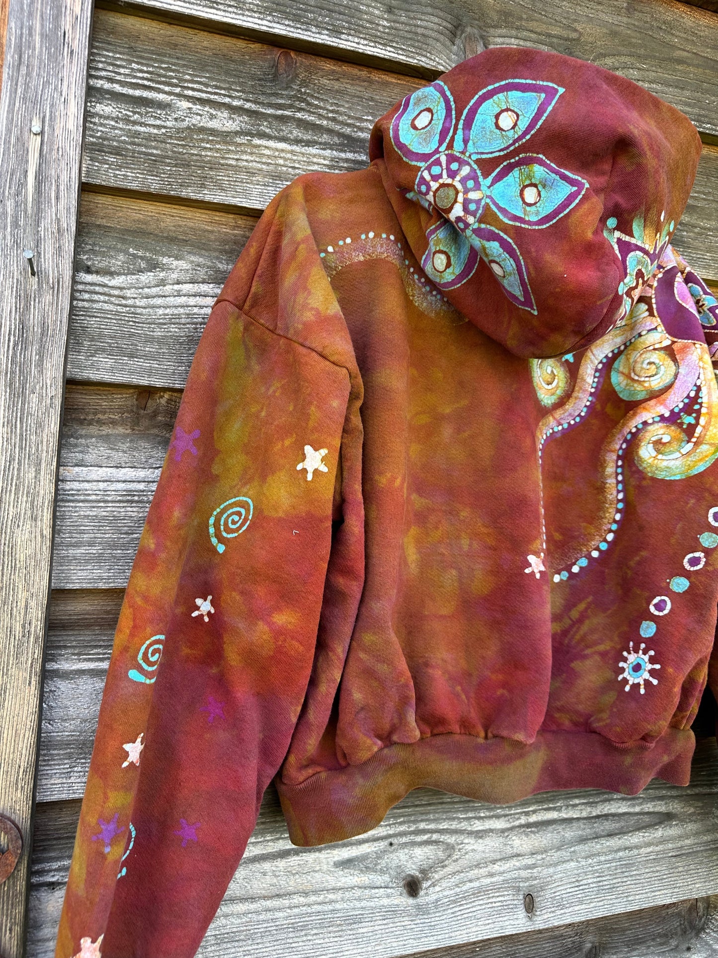 Amber Sky Lotus Flower Handmade Batik Hoodie hoodie batikwalla