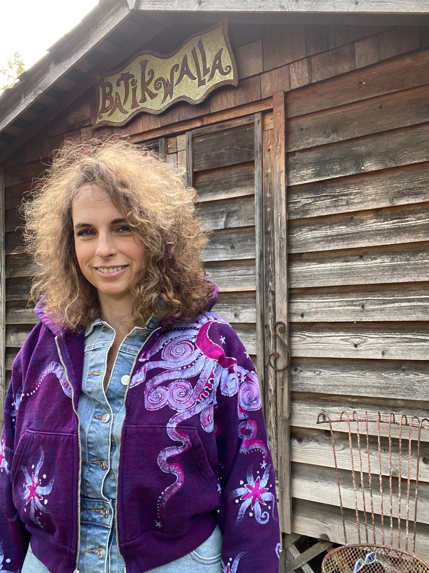 Magenta Surf Boardwalk Handmade Batik Hoodie hoodie batikwalla