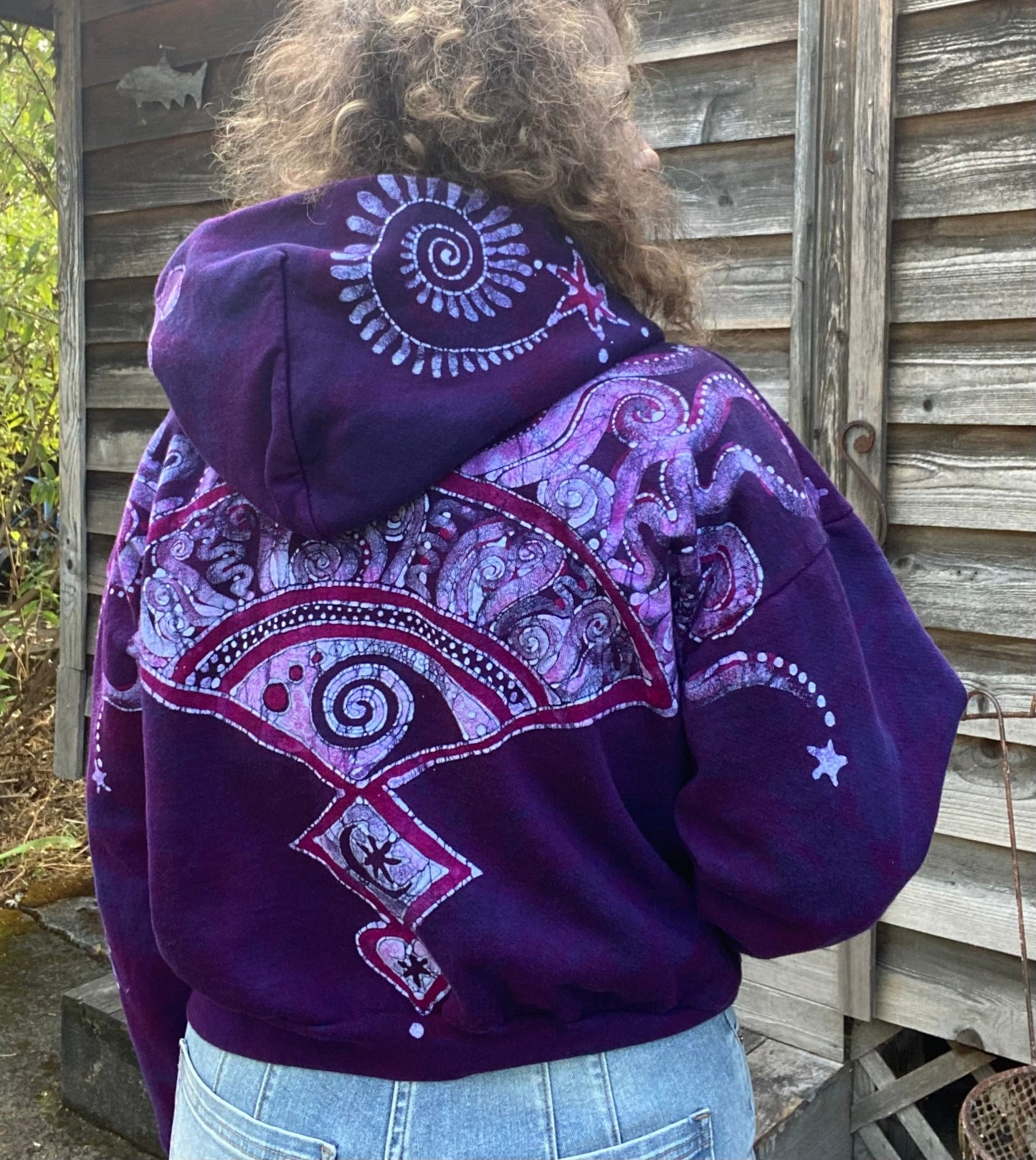Magenta Surf Boardwalk Handmade Batik Hoodie hoodie batikwalla