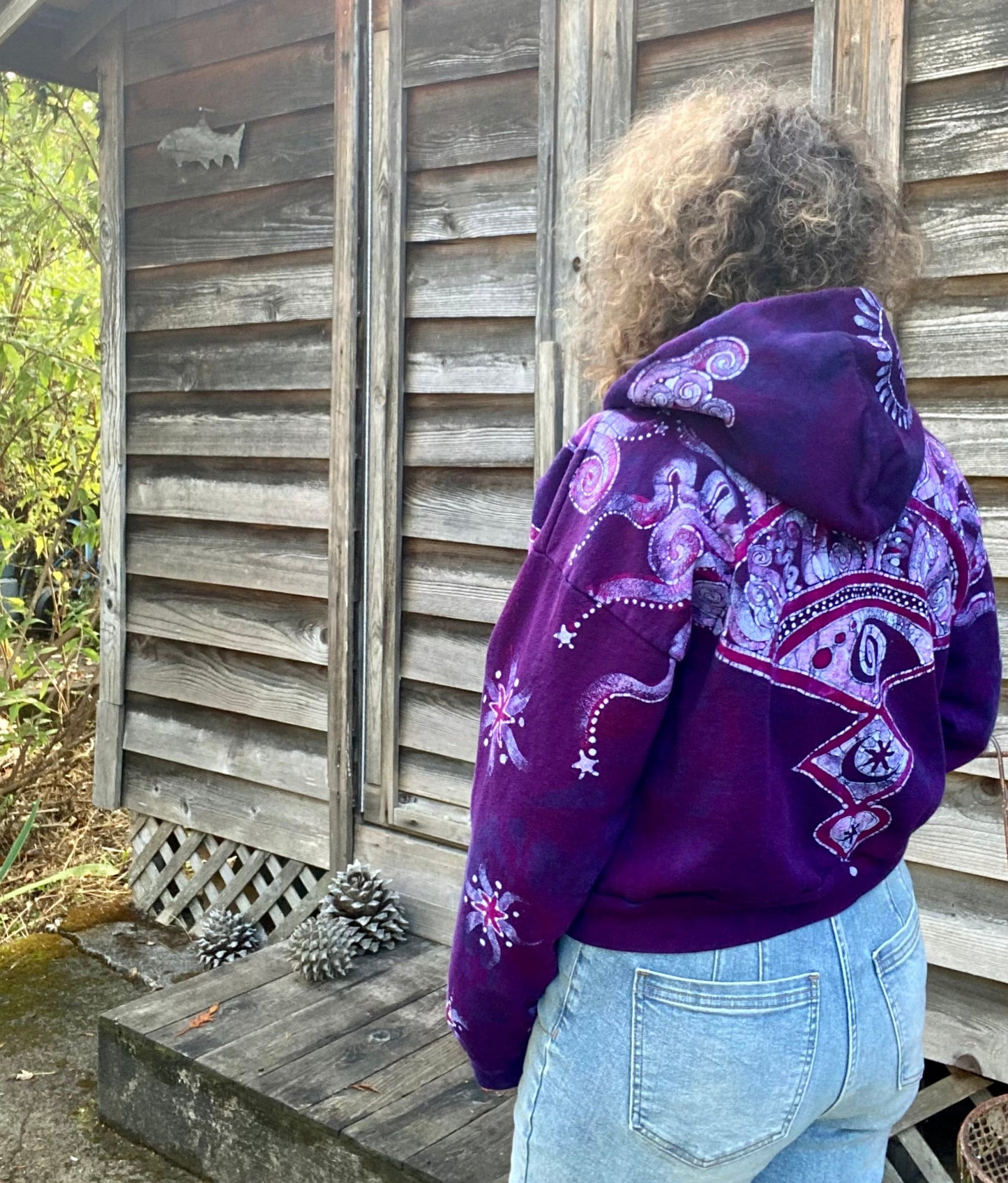 Magenta Surf Boardwalk Handmade Batik Hoodie hoodie batikwalla