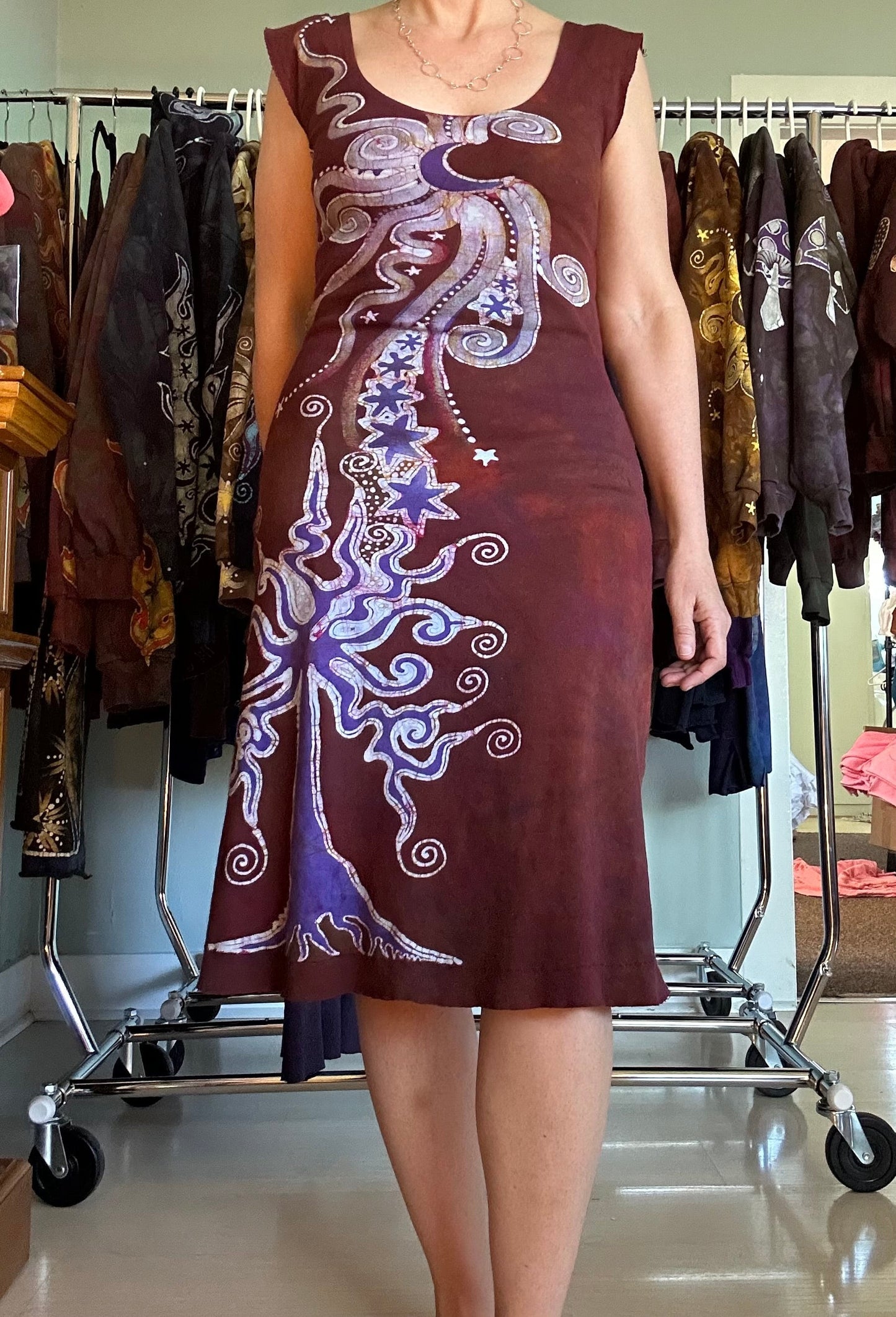 Under The Redwood Tree Handmade Batik Dress - Size M Batik Dresses Batikwalla
