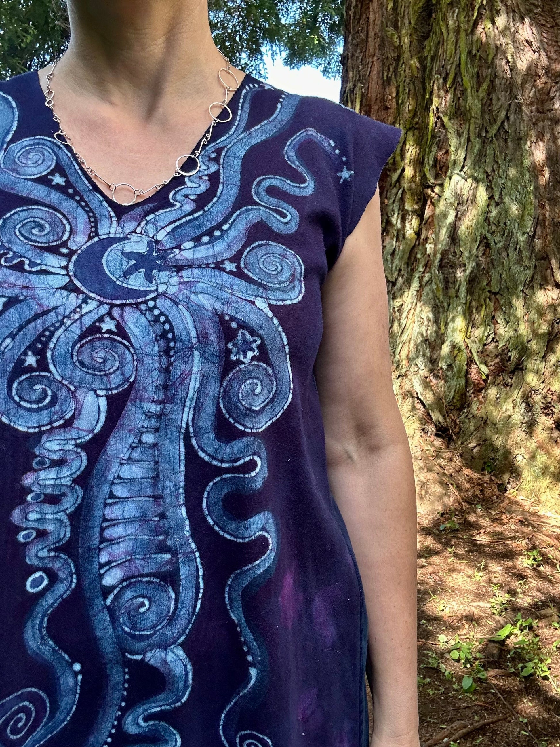 Midnight Moon Galaxy Organic Cotton Batik Dress Batik Dresses Batikwalla