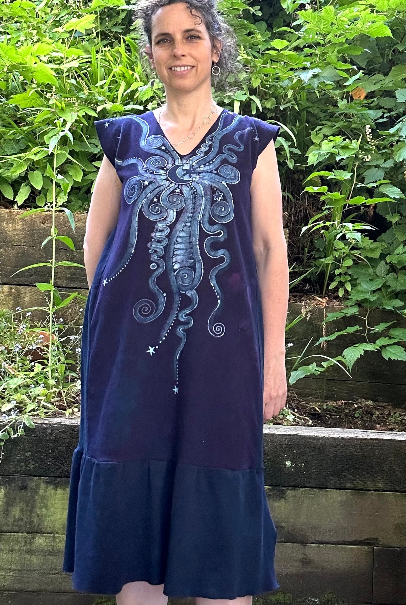 Midnight Moon Galaxy Organic Cotton Batik Dress Batik Dresses Batikwalla