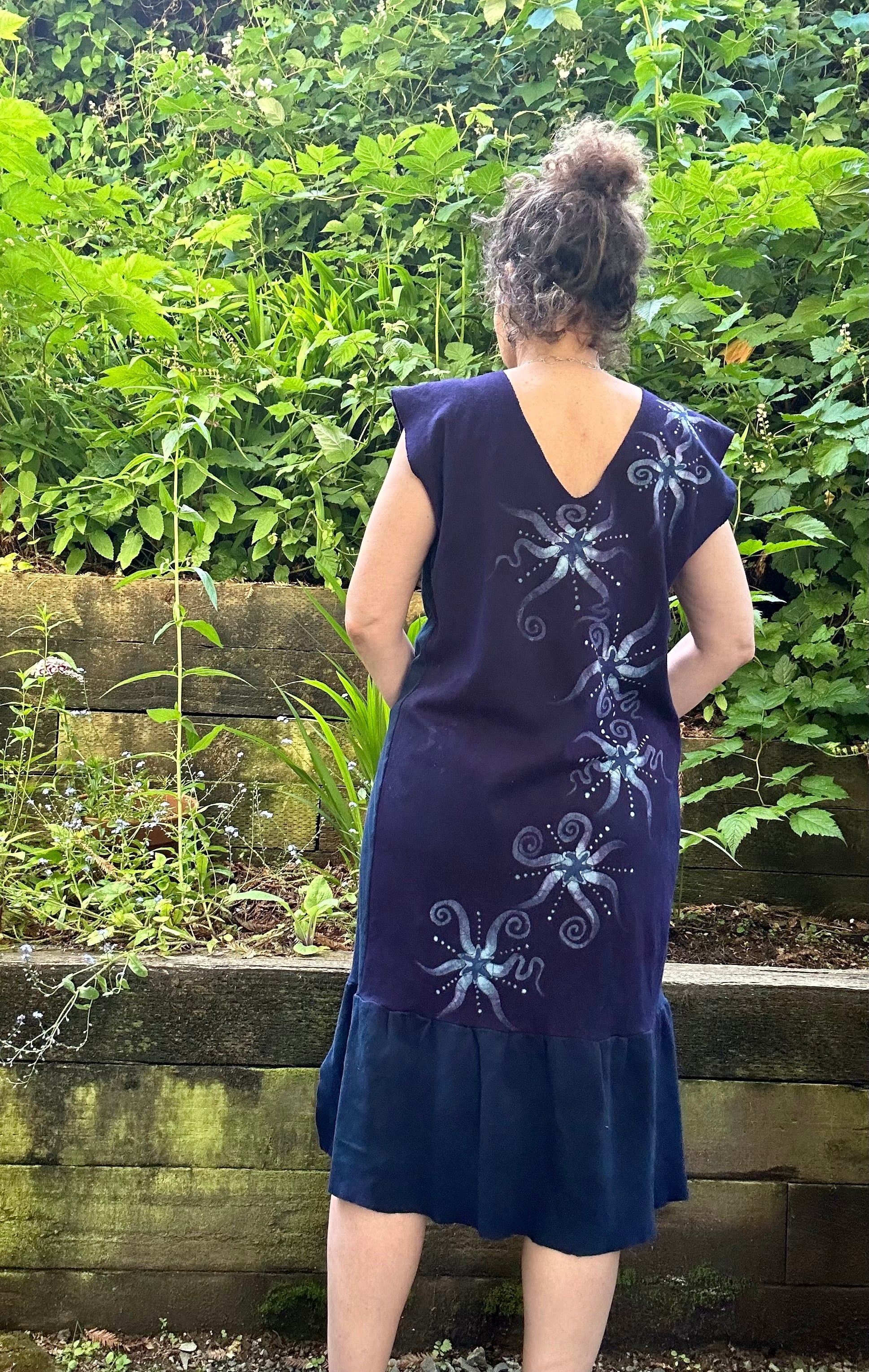 Midnight Moon Galaxy Organic Cotton Batik Dress Batik Dresses Batikwalla