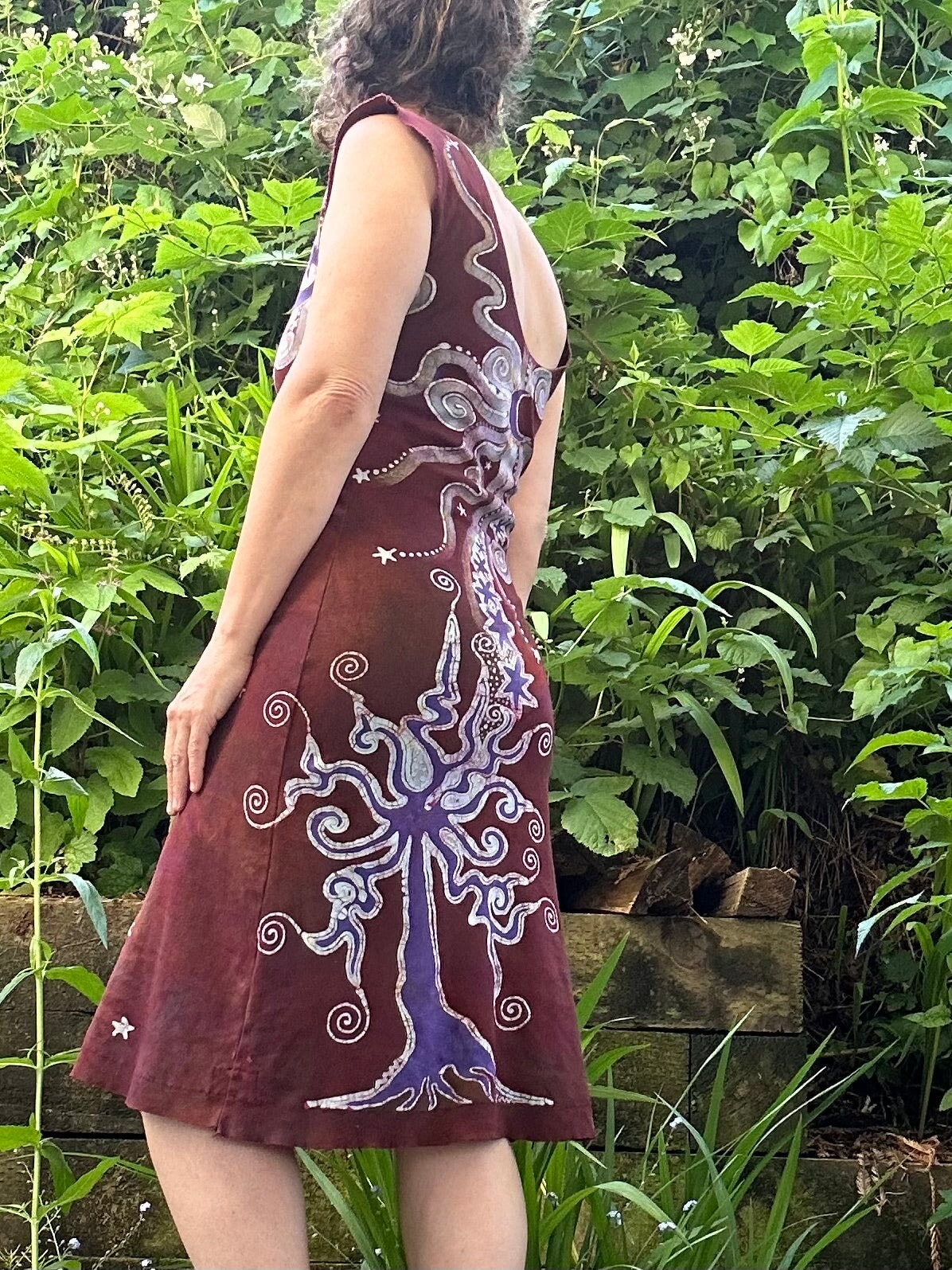 Under The Redwood Tree Handmade Batik Dress - Size M Batik Dresses Batikwalla