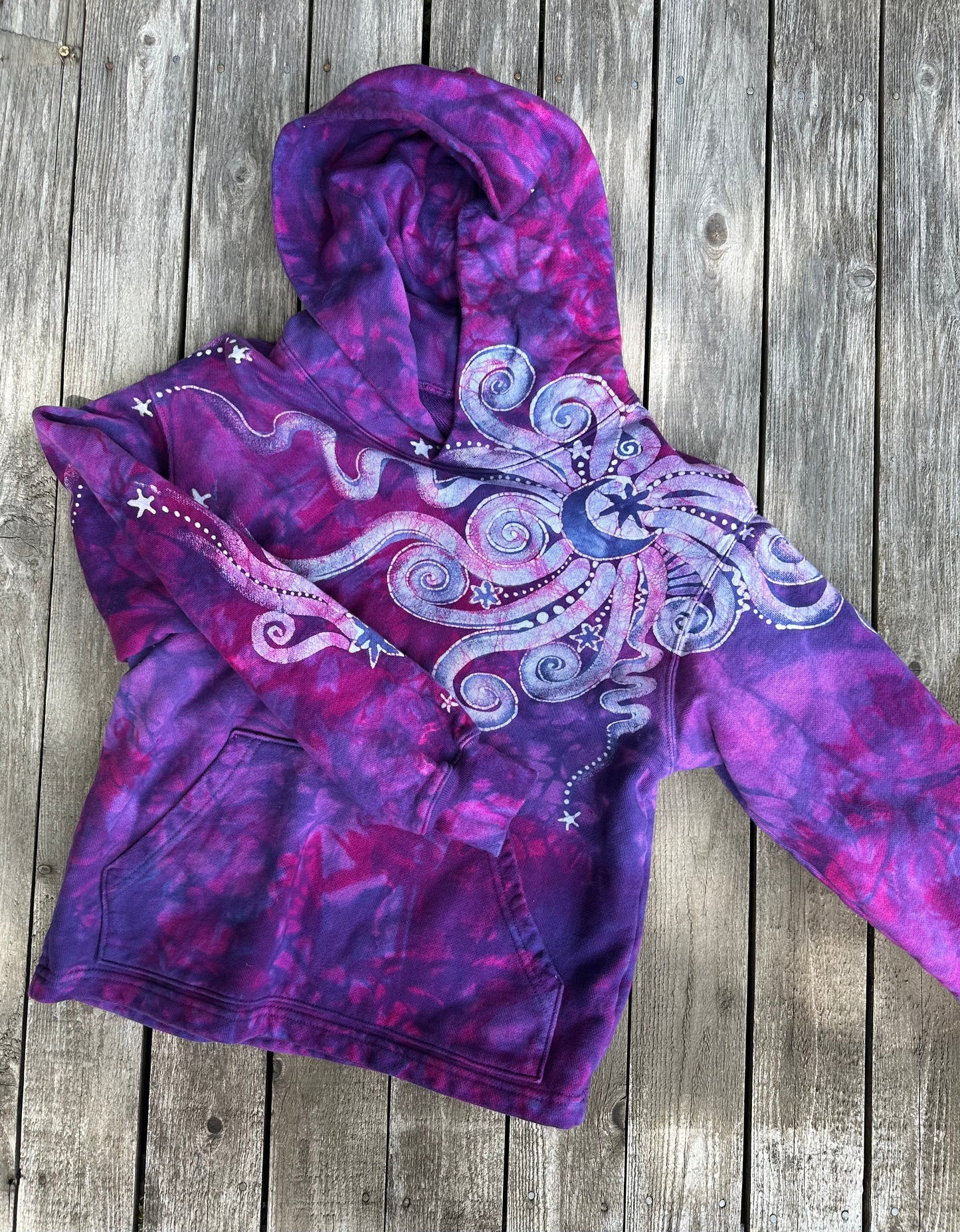 Magenta Moonbeams - Pullover Batikwalla Hoodie - One Size hoodie batikwalla