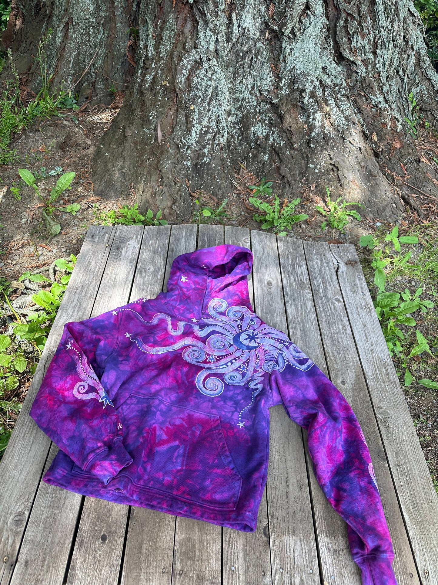 Magenta Moonbeams - Pullover Batikwalla Hoodie - One Size hoodie batikwalla