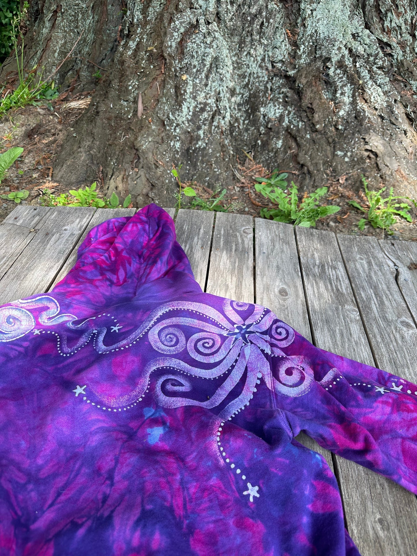 Magenta Moonbeams - Pullover Batikwalla Hoodie - One Size hoodie batikwalla