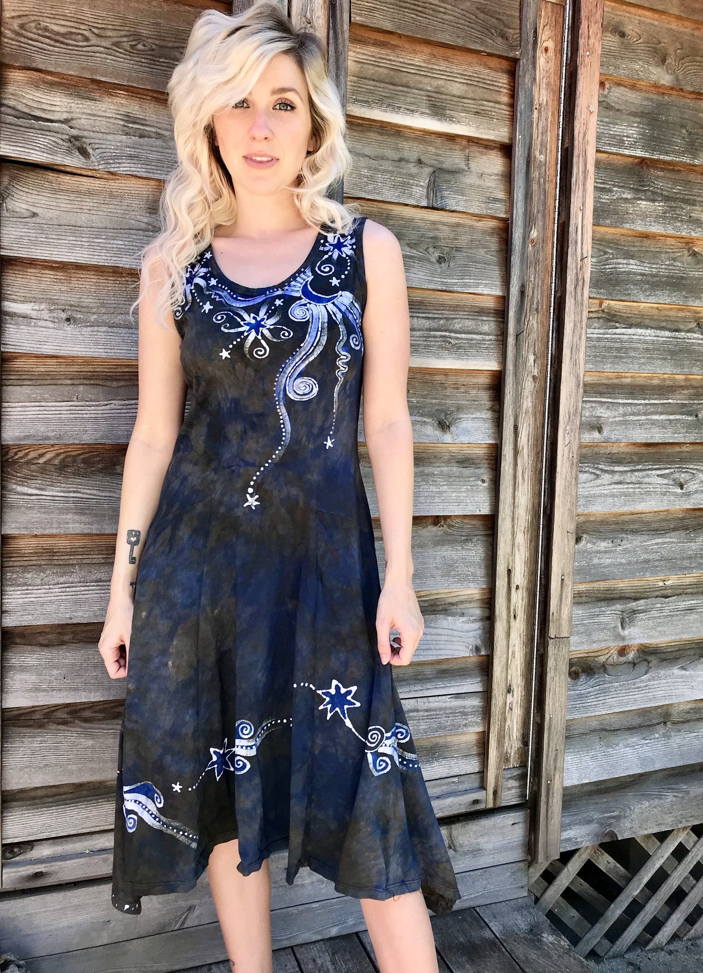 Blue Moon Sage Batikwalla Batik Dress - Size XL Batik Dresses Batikwalla
