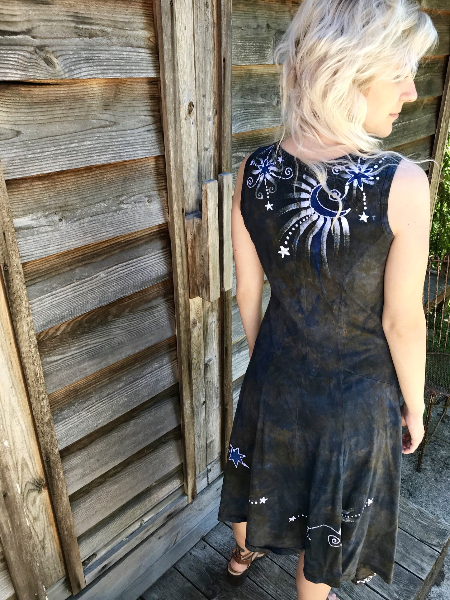 Blue Moon Sage Batikwalla Batik Dress - Size XL Batik Dresses Batikwalla