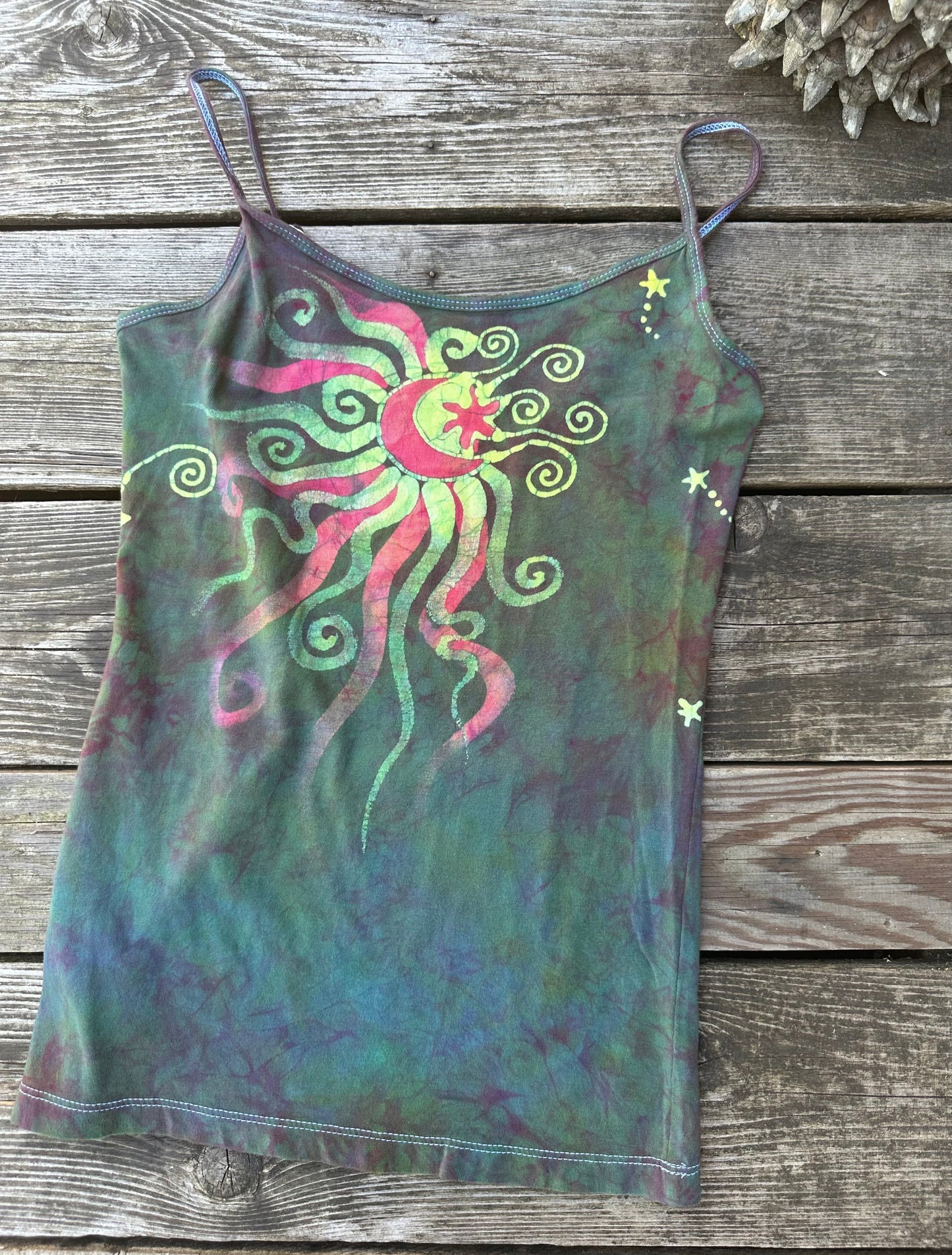 Mermaid Moonbeams - Hand Painted Batik Tank Top Tops batikwalla Large