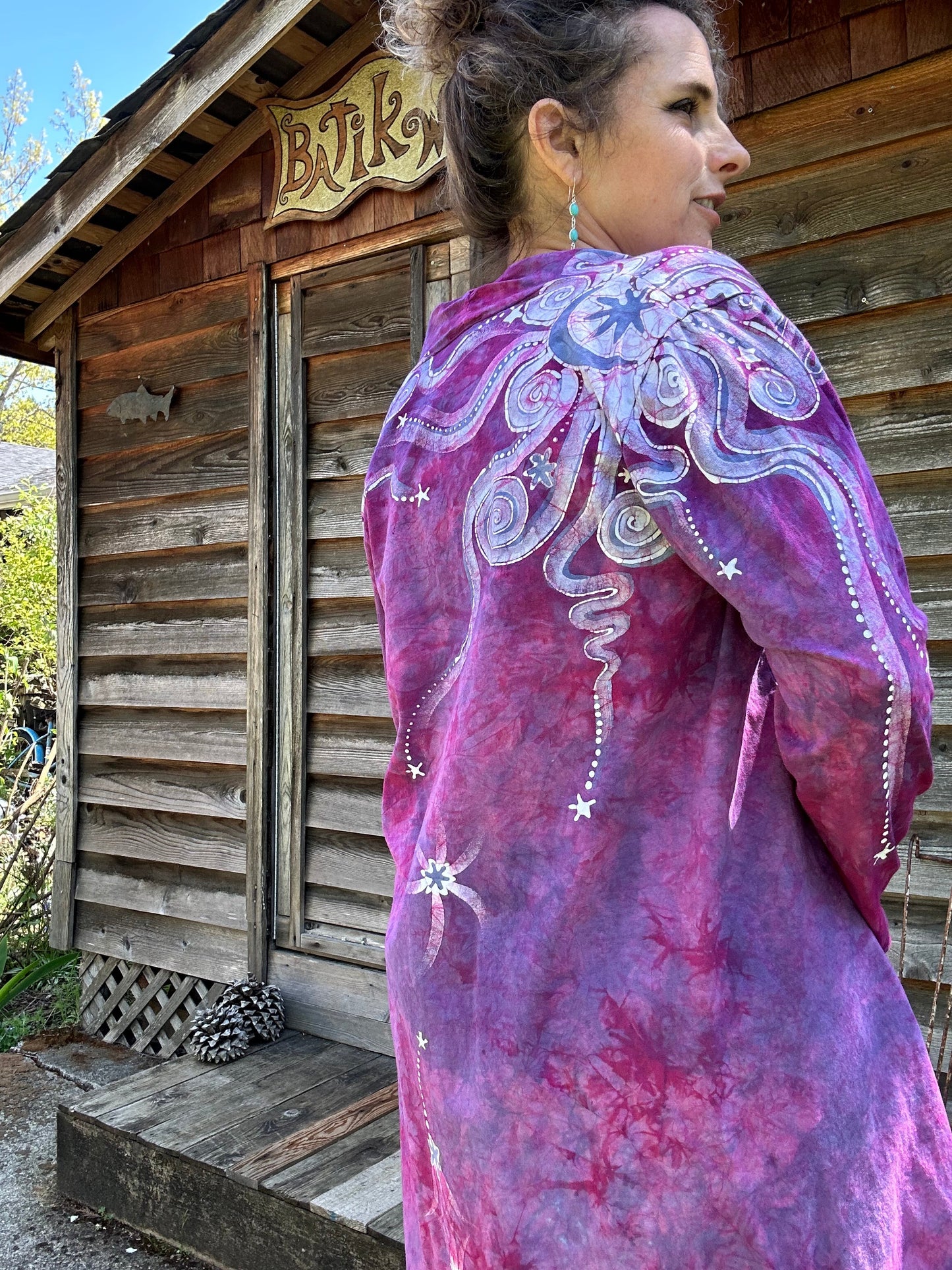 Magenta Moonbeams Stardust Cardigan Jacket Apparel & Accessories Batikwalla by Victoria