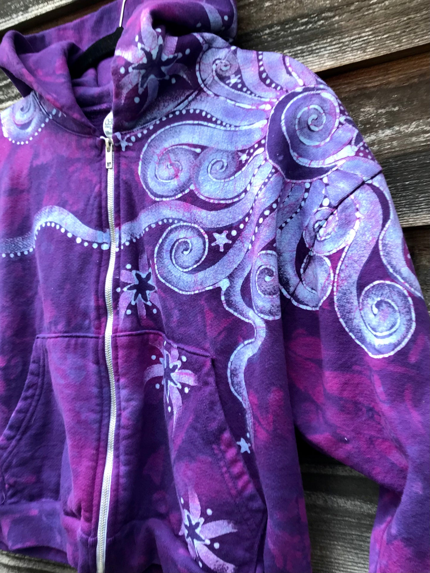 Magenta Moonbeams Handmade Batik Hoodie hoodie batikwalla