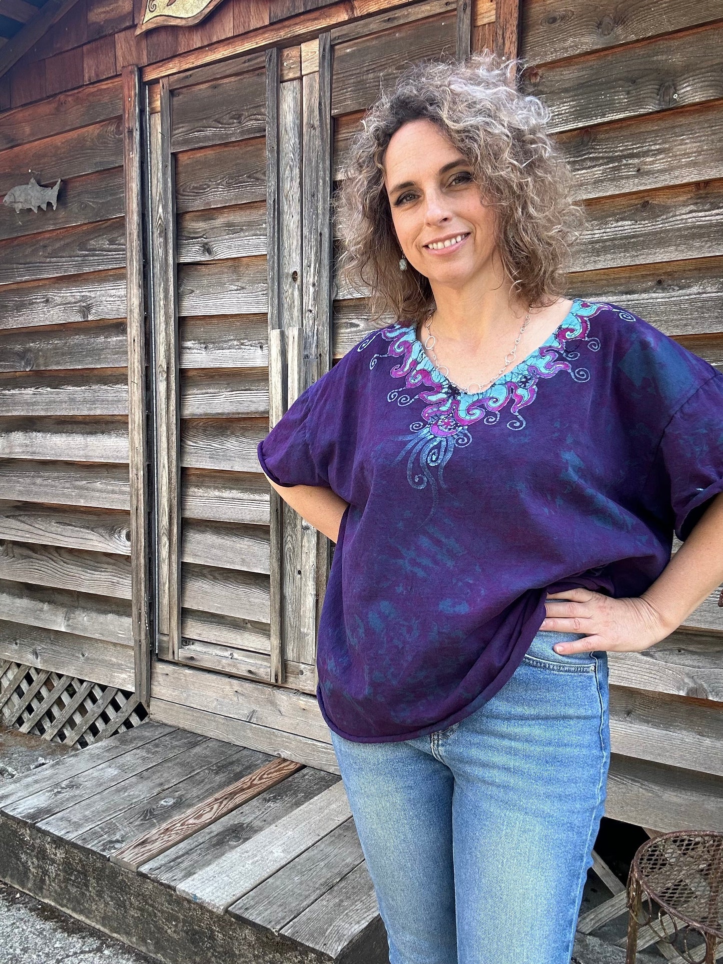 Sapphire Moon Batik Necklace Tee Shirts & Tops Batikwalla by Victoria XL