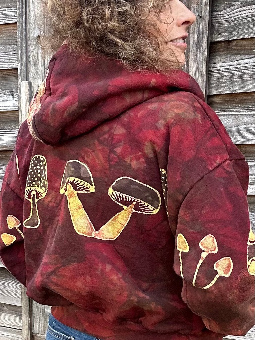 Mushroom Hunter Batik Hoodie - Fire Red hoodie batikwalla