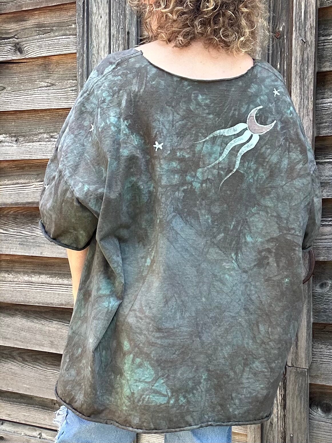 Cedar Forest Tree of Life Cotton Cropped Crew Tee - Size 2X and 3X Shirts & Tops Batikwalla by Victoria