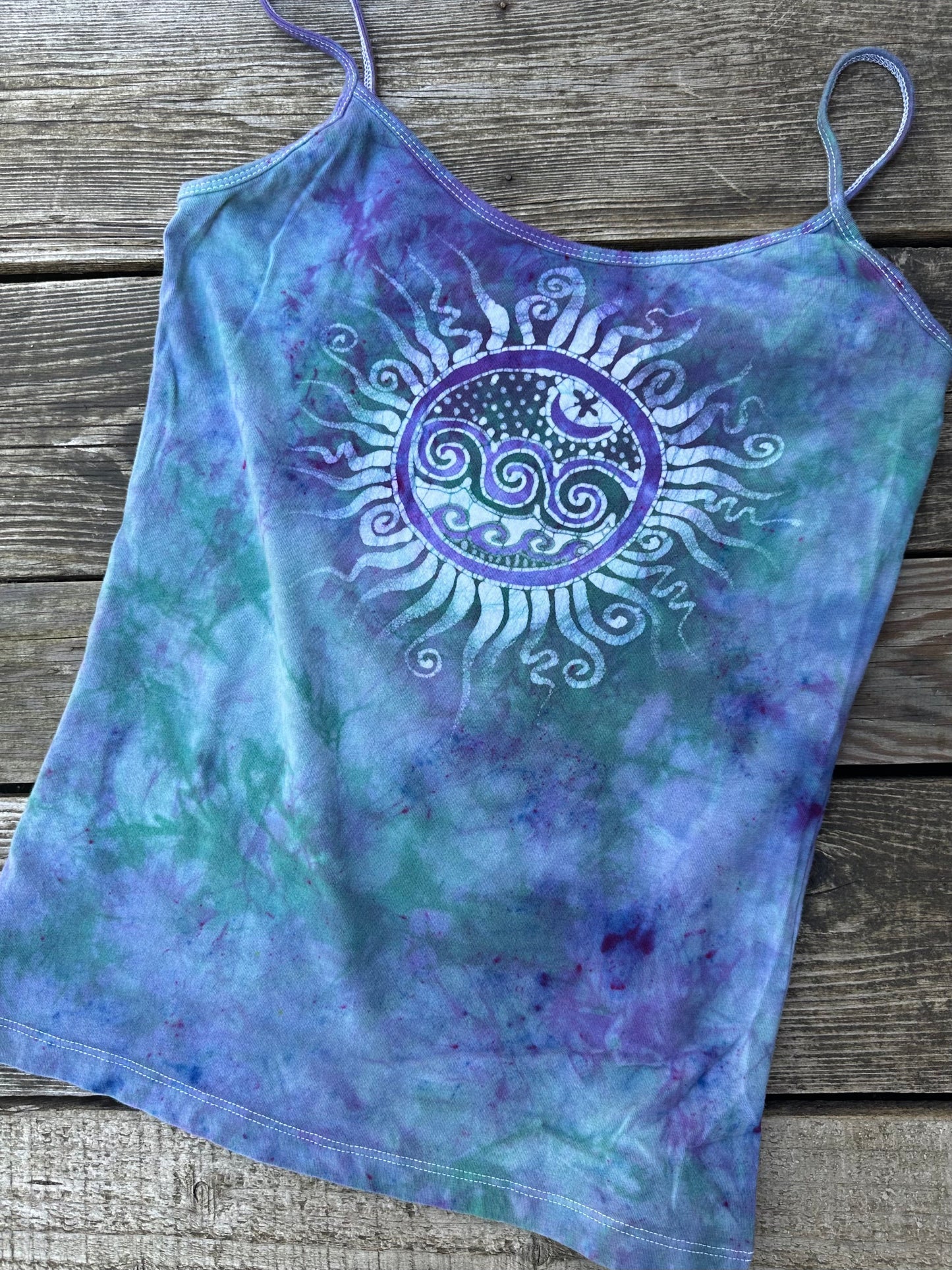 Waves and Sunshine Hand Painted Batik Tank Top Tops batikwalla Large