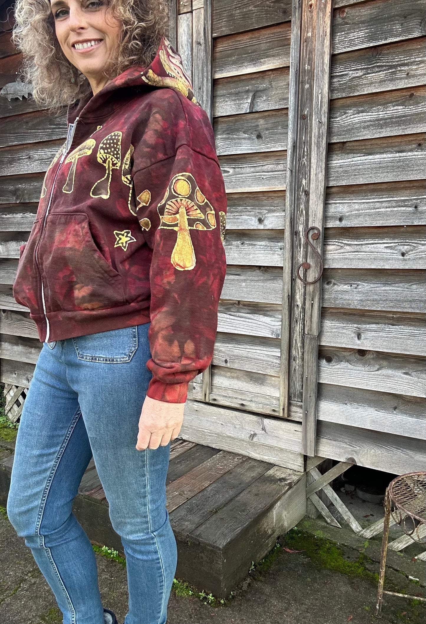 Mushroom Hunter Batik Hoodie - Fire Red hoodie batikwalla M/L