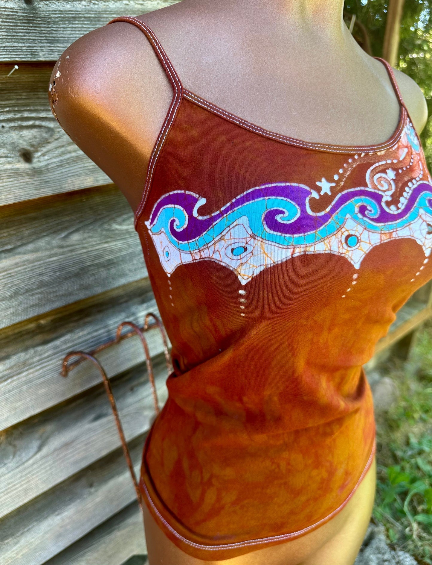 Found At Sea in Waves of Love Hand Painted Batik Tank Top Tops batikwalla