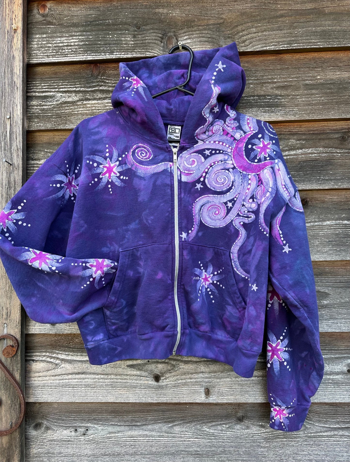 Pink Rising Stars Handmade Batik Hoodie hoodie batikwalla