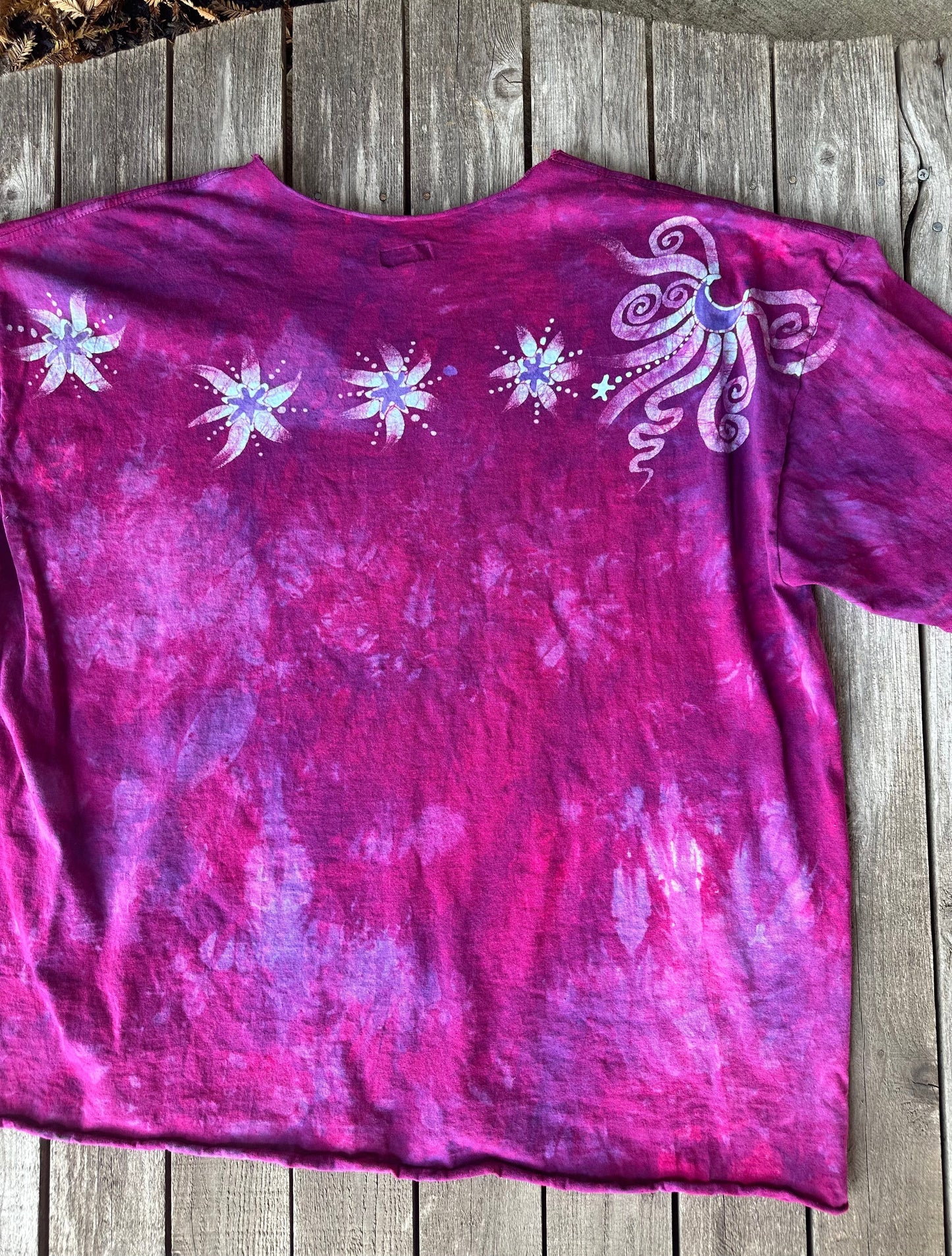 Pretty in PInk Moonbeams Cotton Cropped Crew Tee - 2X Shirts & Tops Batikwalla by Victoria