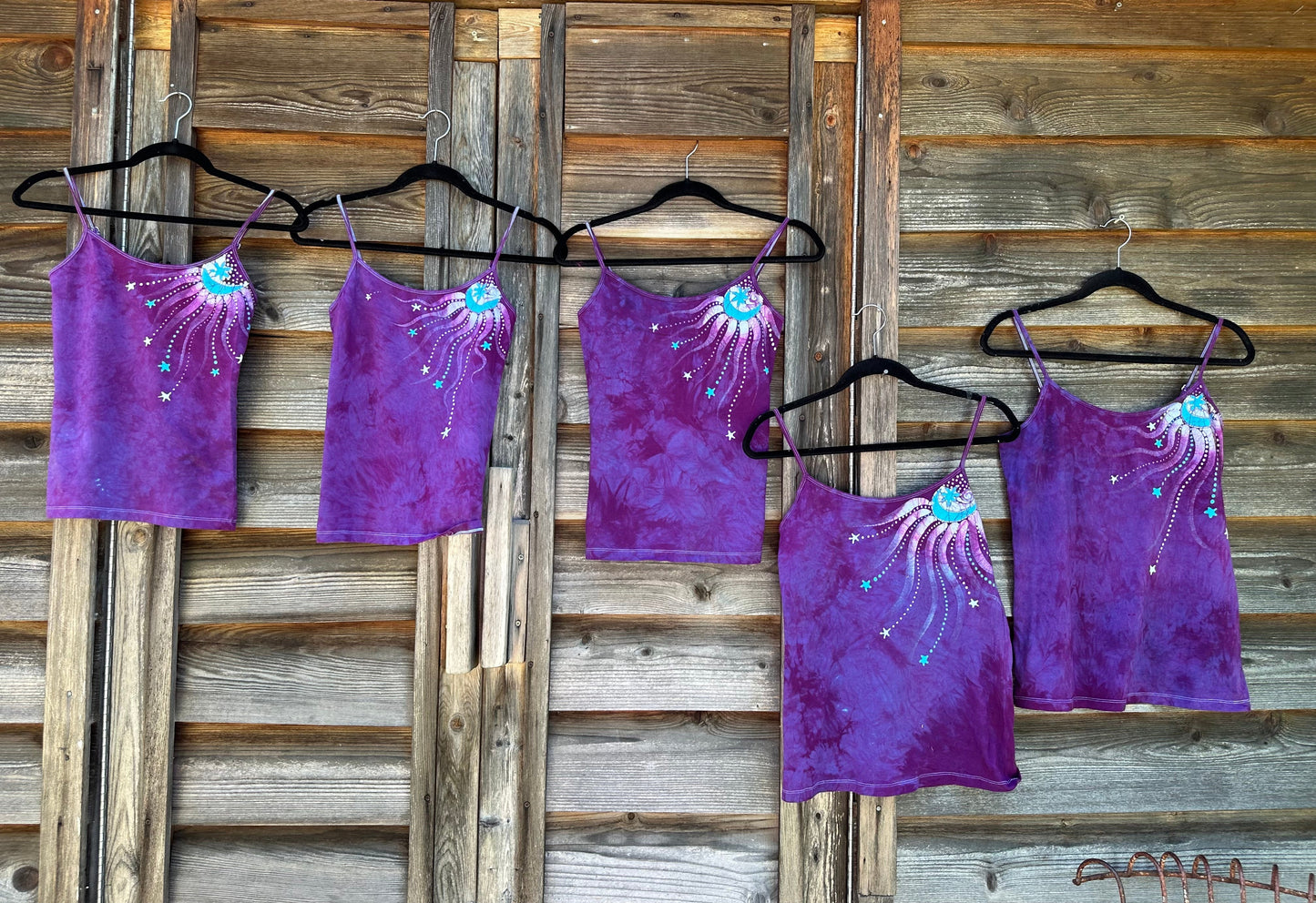 Magenta Moonbeams Hand Painted Batik Tank Top Tops batikwalla 2X