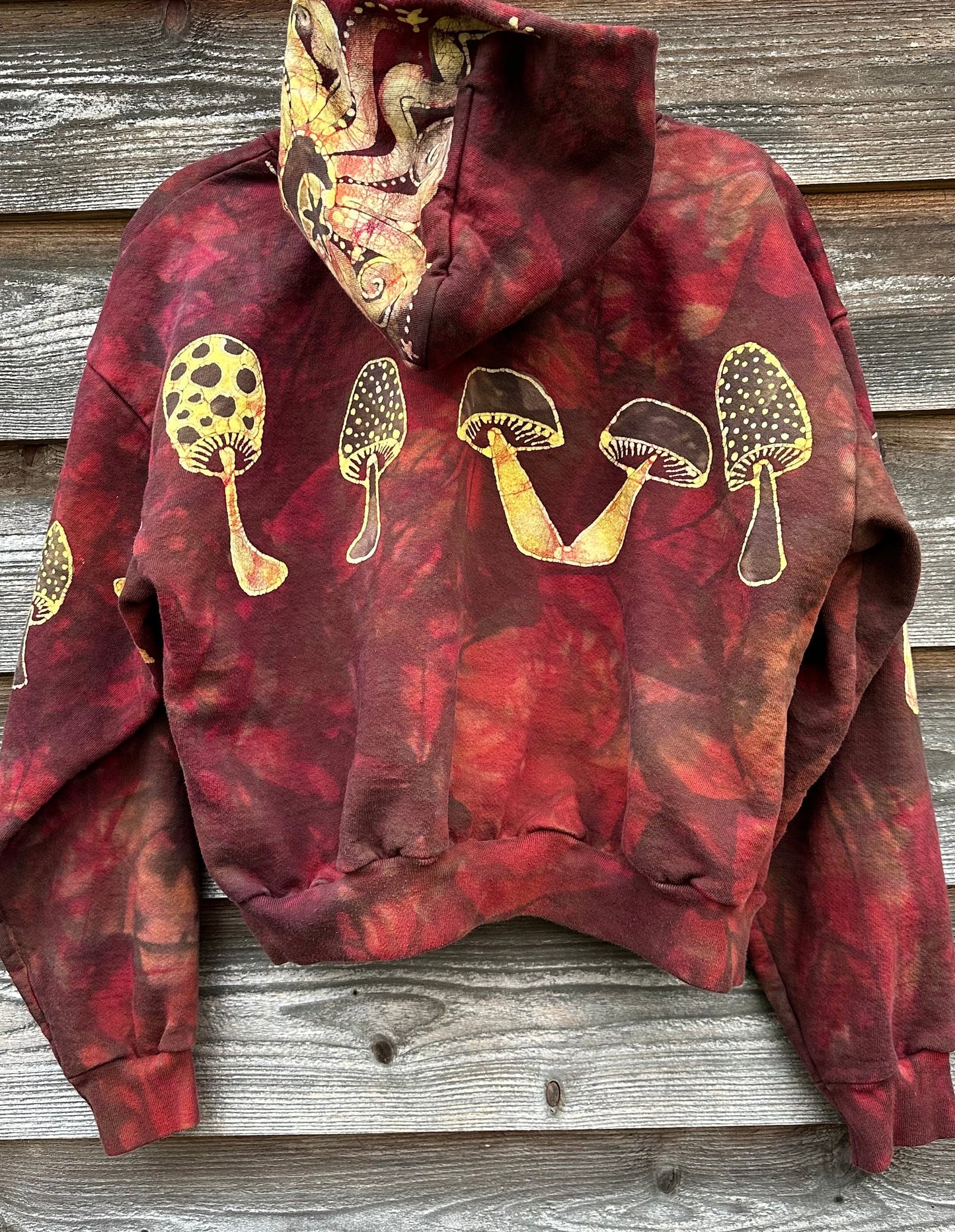 Mushroom Hunter Batik Hoodie - Fire Red hoodie batikwalla