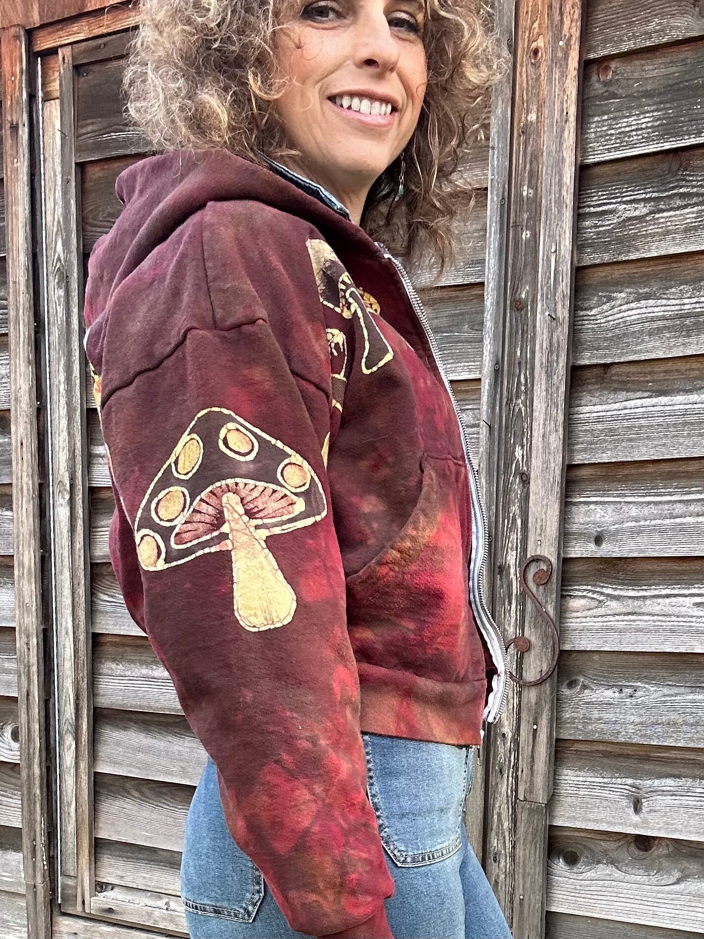 Mushroom Hunter Batik Hoodie - Fire Red hoodie batikwalla
