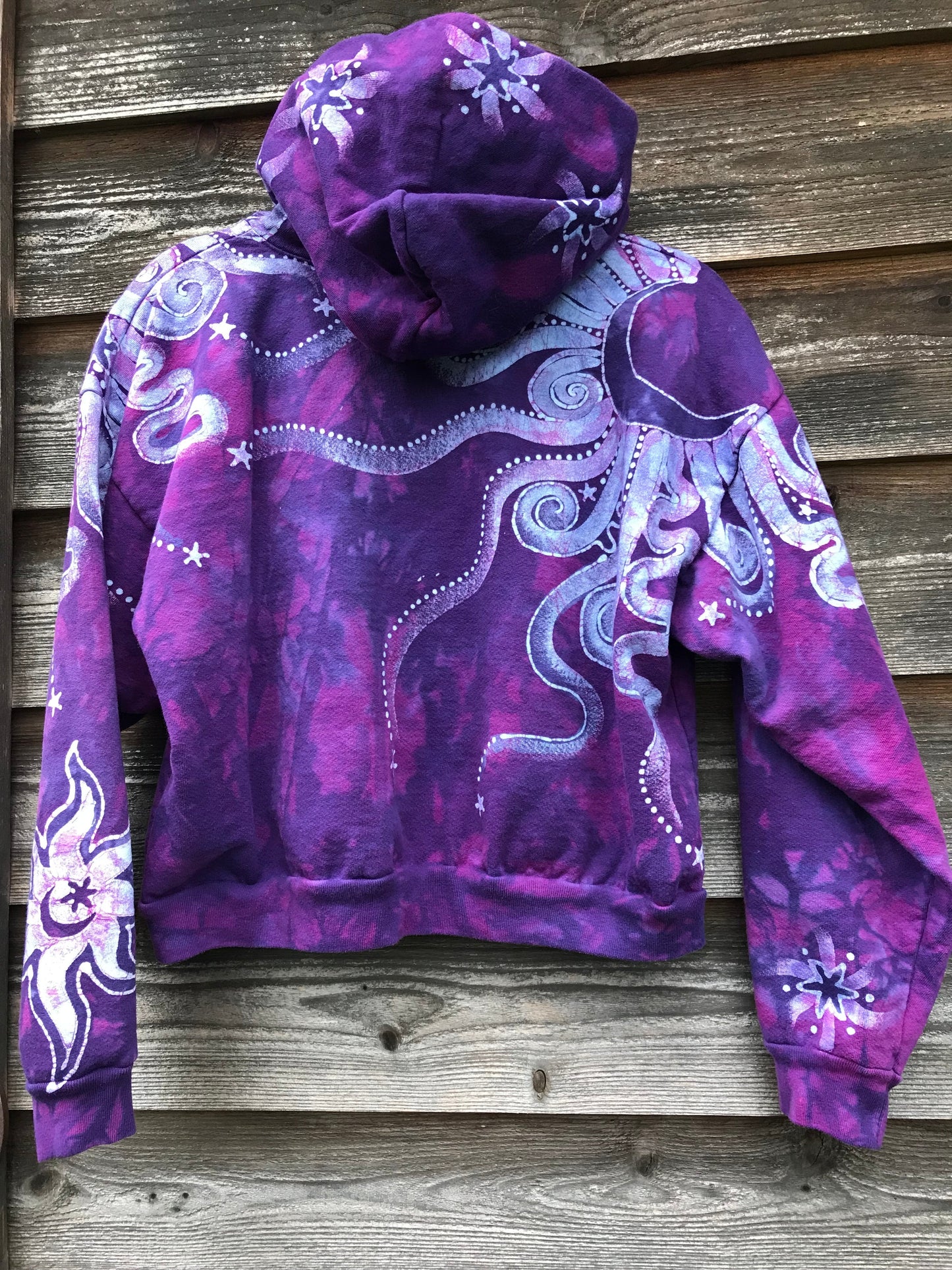 Magenta Moonbeams Handmade Batik Hoodie hoodie batikwalla