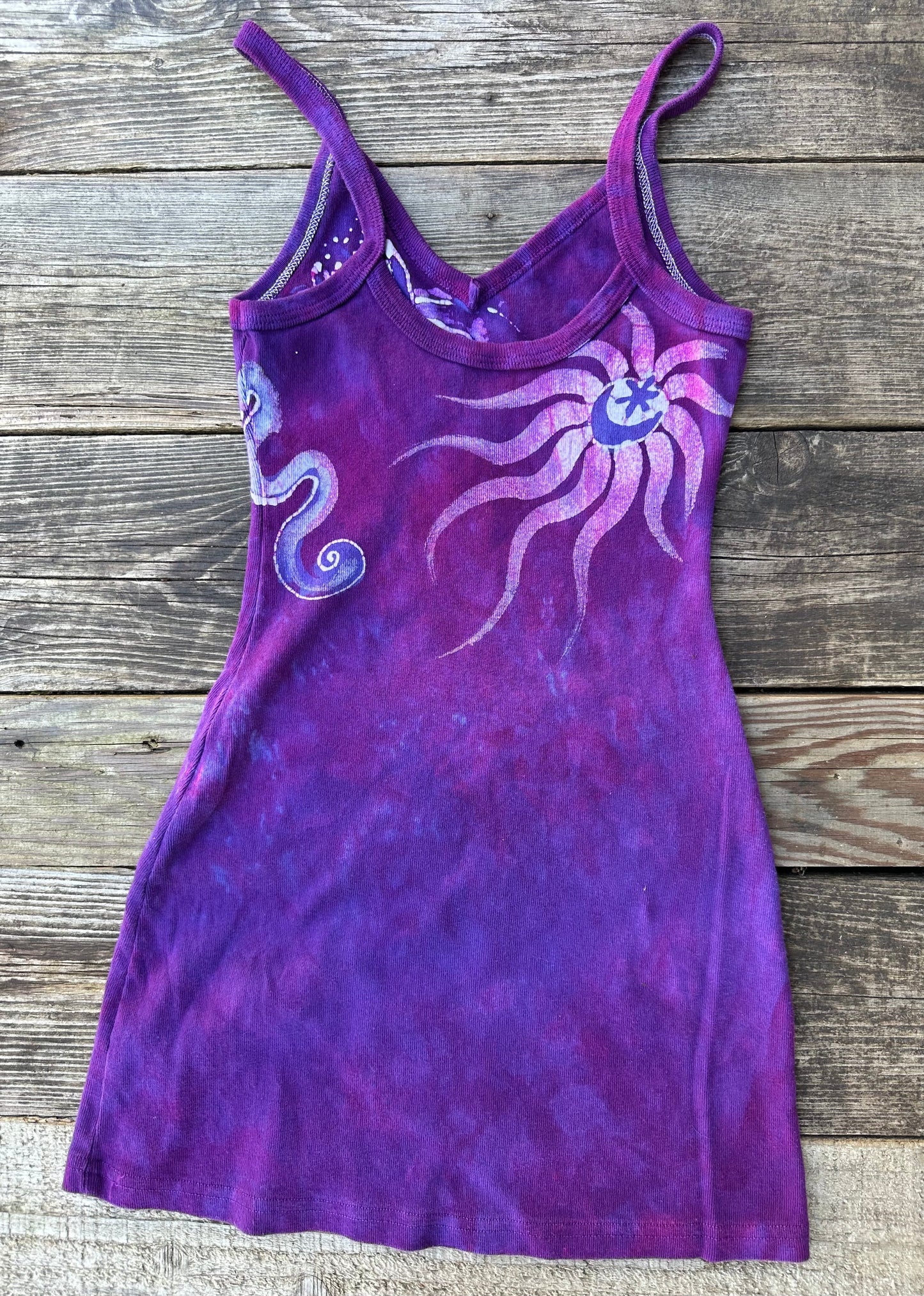 Magenta Moonbeams Batik Long Tank Tunic Dress Tops batikwalla