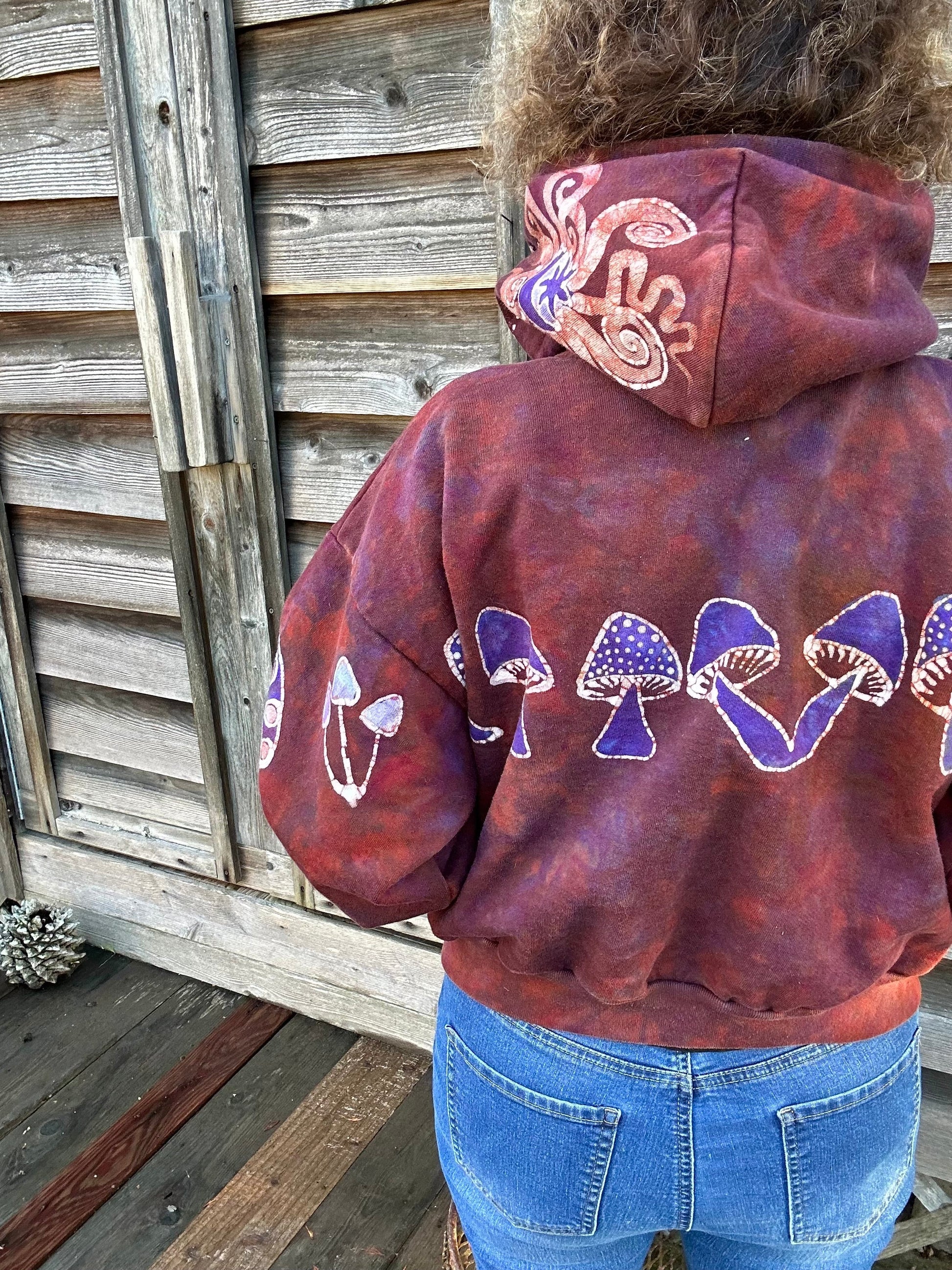 Amanita Mushroom Hunter Batik Hoodie - Naturally Red hoodie batikwalla