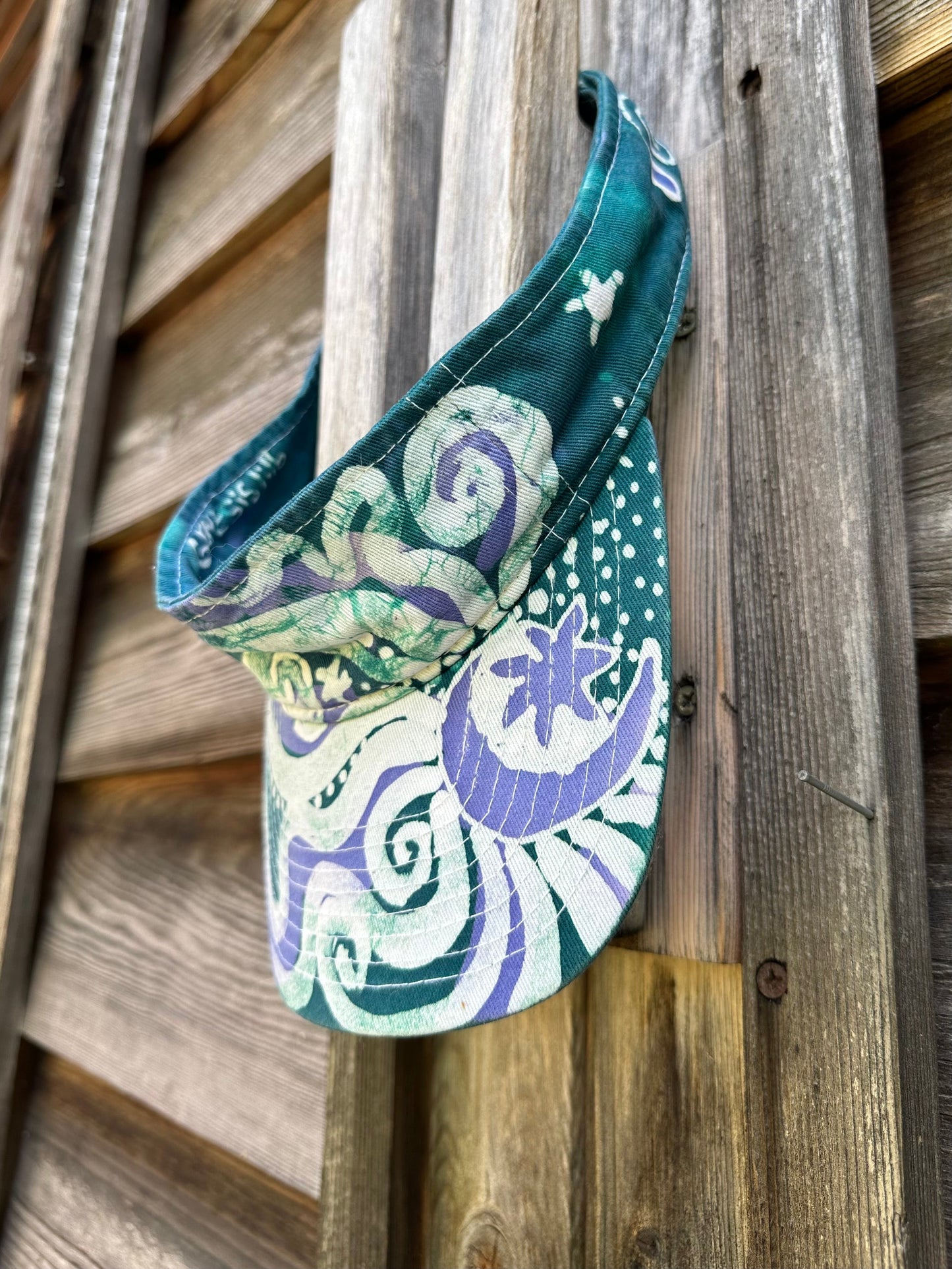 Aqua Moon and Stars Sun Visor visor batikwalla