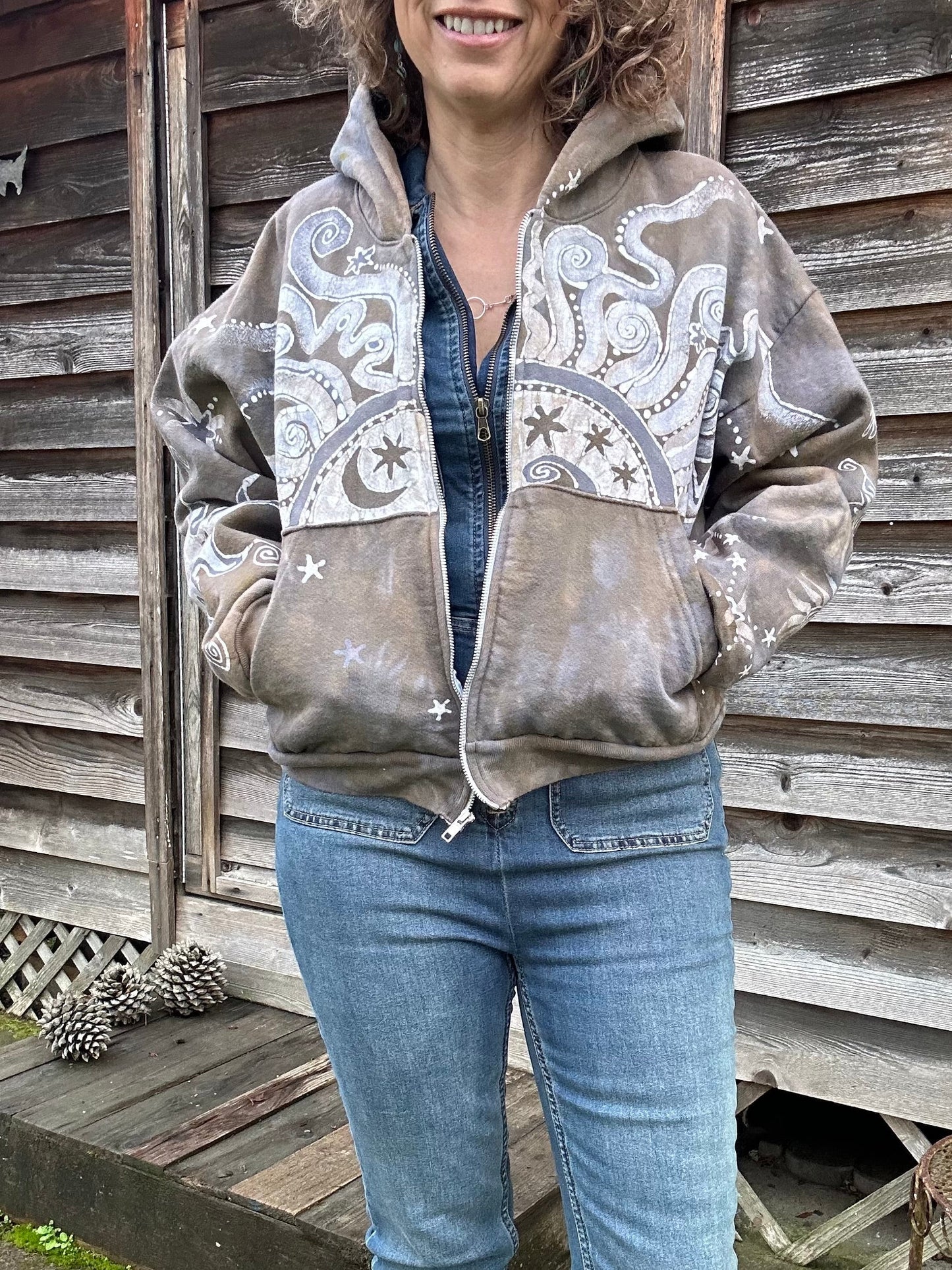 Sandstone Sun Handmade Batik Hoodie hoodie batikwalla
