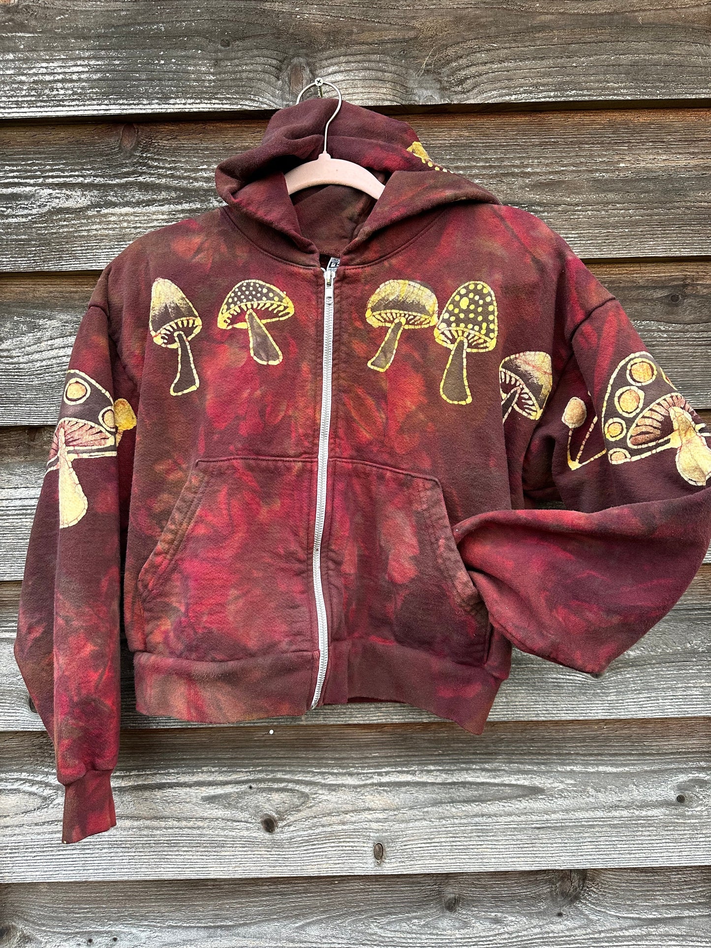 Mushroom Hunter Batik Hoodie - Fire Red hoodie batikwalla