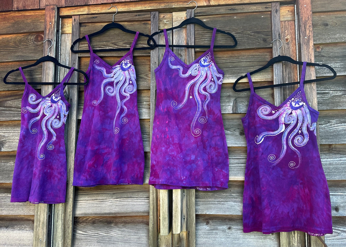 Magenta Moonbeams Batik Long Tank Tunic Dress Tops batikwalla XL