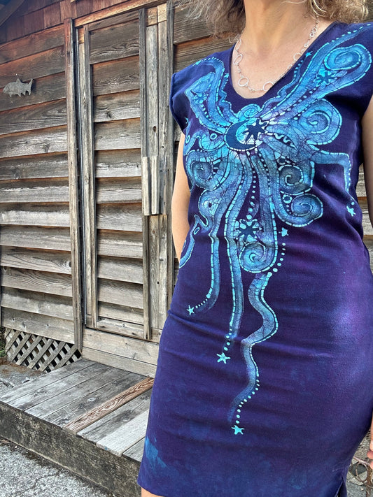 Midnight Moonbeams Tribal Stretchy Hemp Tube Dress Batik Dresses Batikwalla