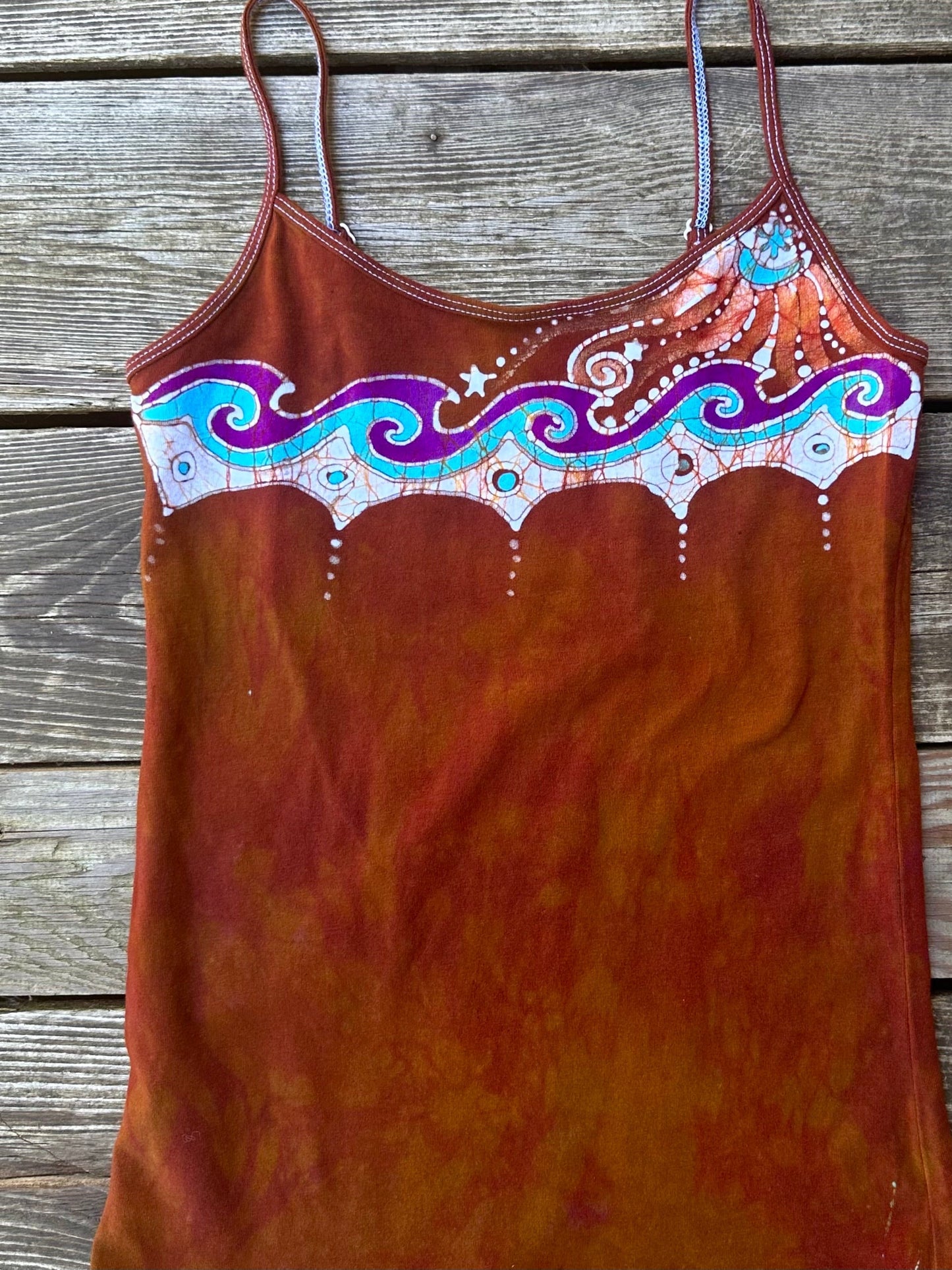 Found At Sea in Waves of Love Hand Painted Batik Tank Top Tops batikwalla