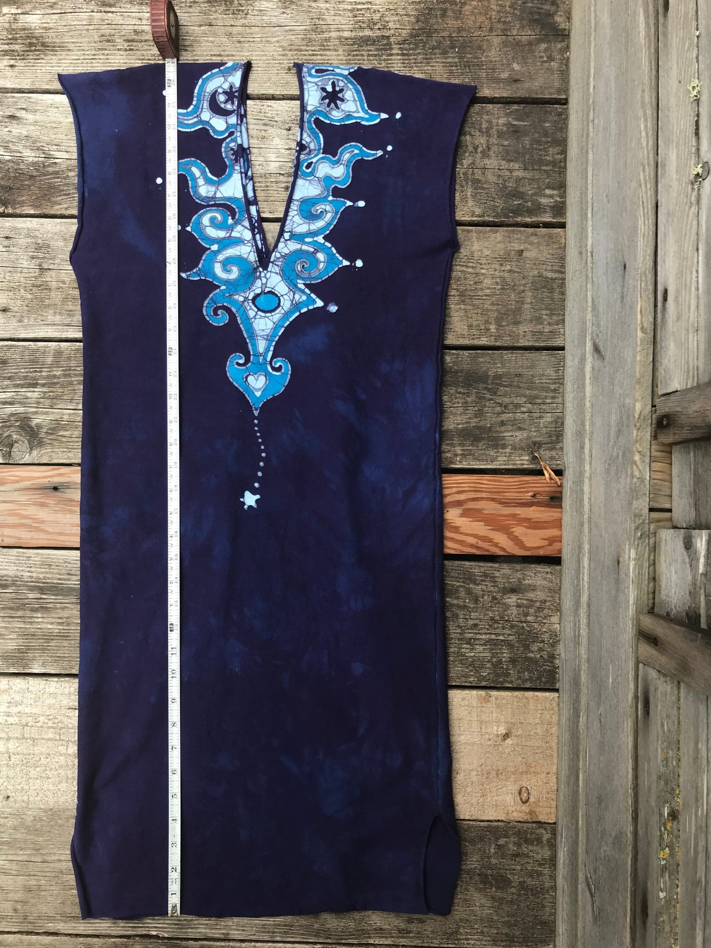 Blue and Purple Tribal Stretchy Hemp Tube Dress Batik Dresses Batikwalla