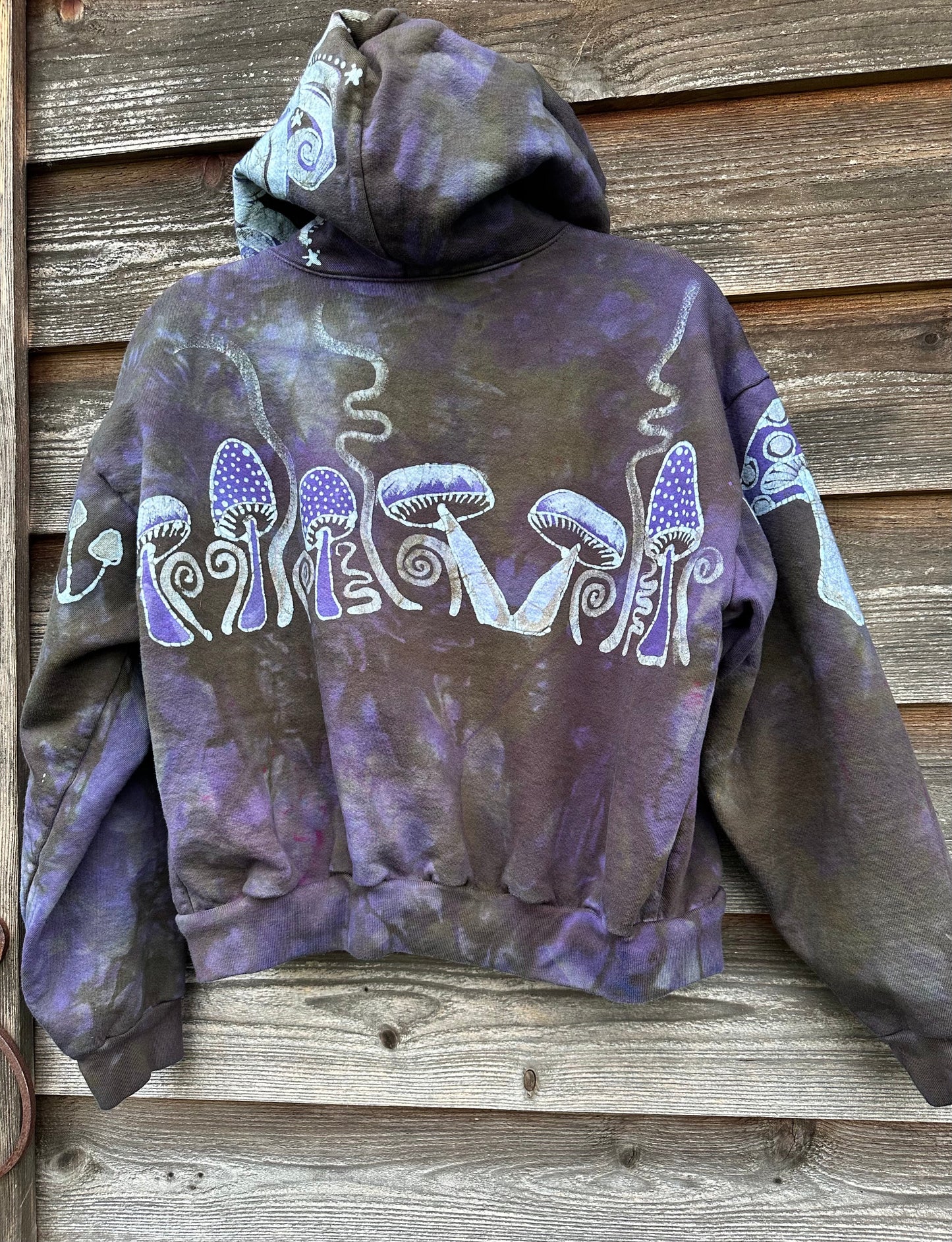 Mushroom Hunter Batik Hoodie - Purple Woodland hoodie batikwalla