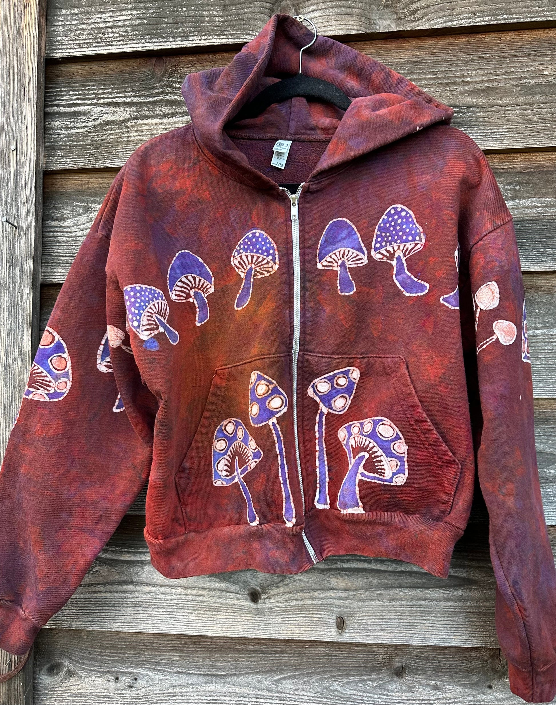 Amanita Mushroom Hunter Batik Hoodie - Naturally Red hoodie batikwalla