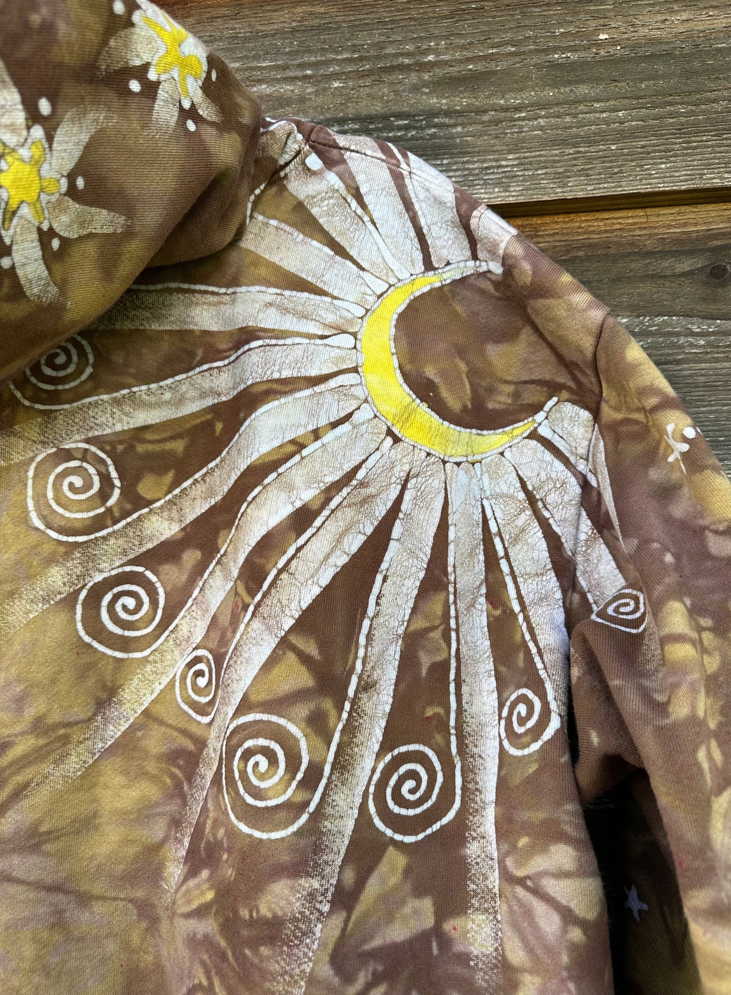 Driftwood Moonbeams Handcrafted Batik Zipper Hoodie - Unisex Size XL hoodie batikwalla