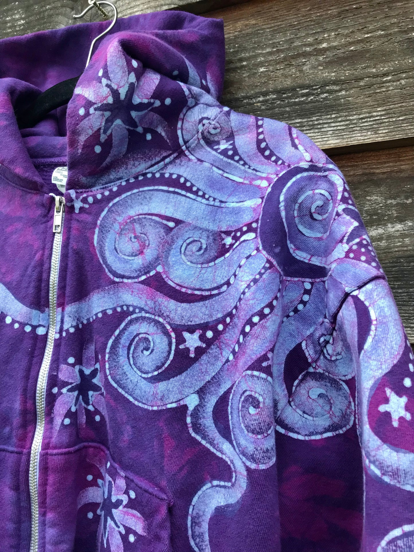 Magenta Moonbeams Handmade Batik Hoodie hoodie batikwalla