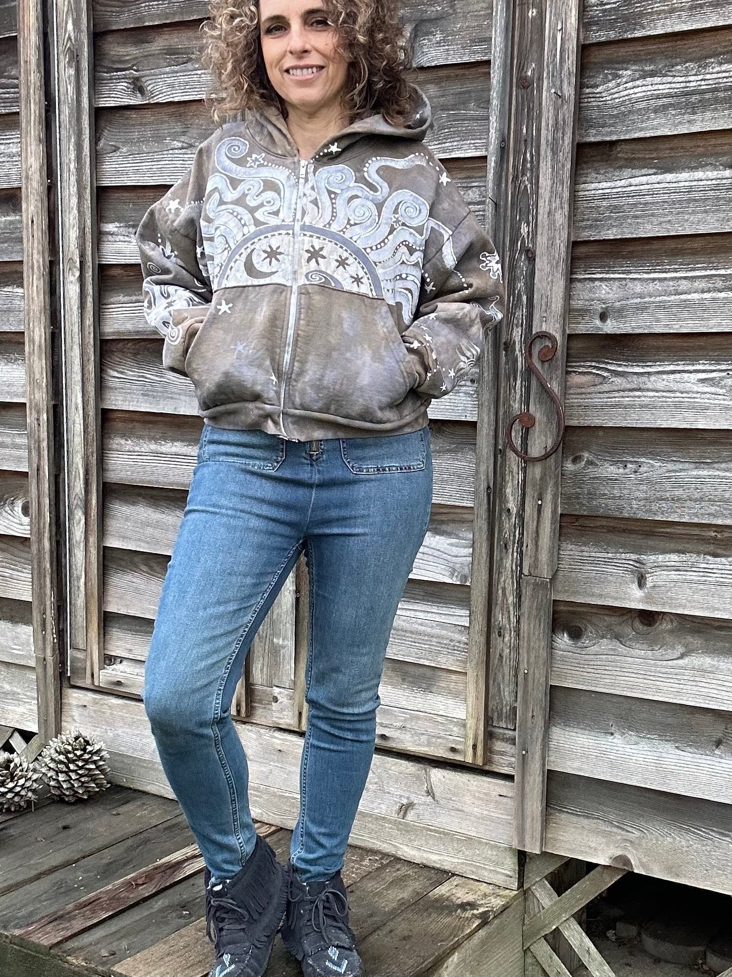 Sandstone Sun Handmade Batik Hoodie hoodie batikwalla