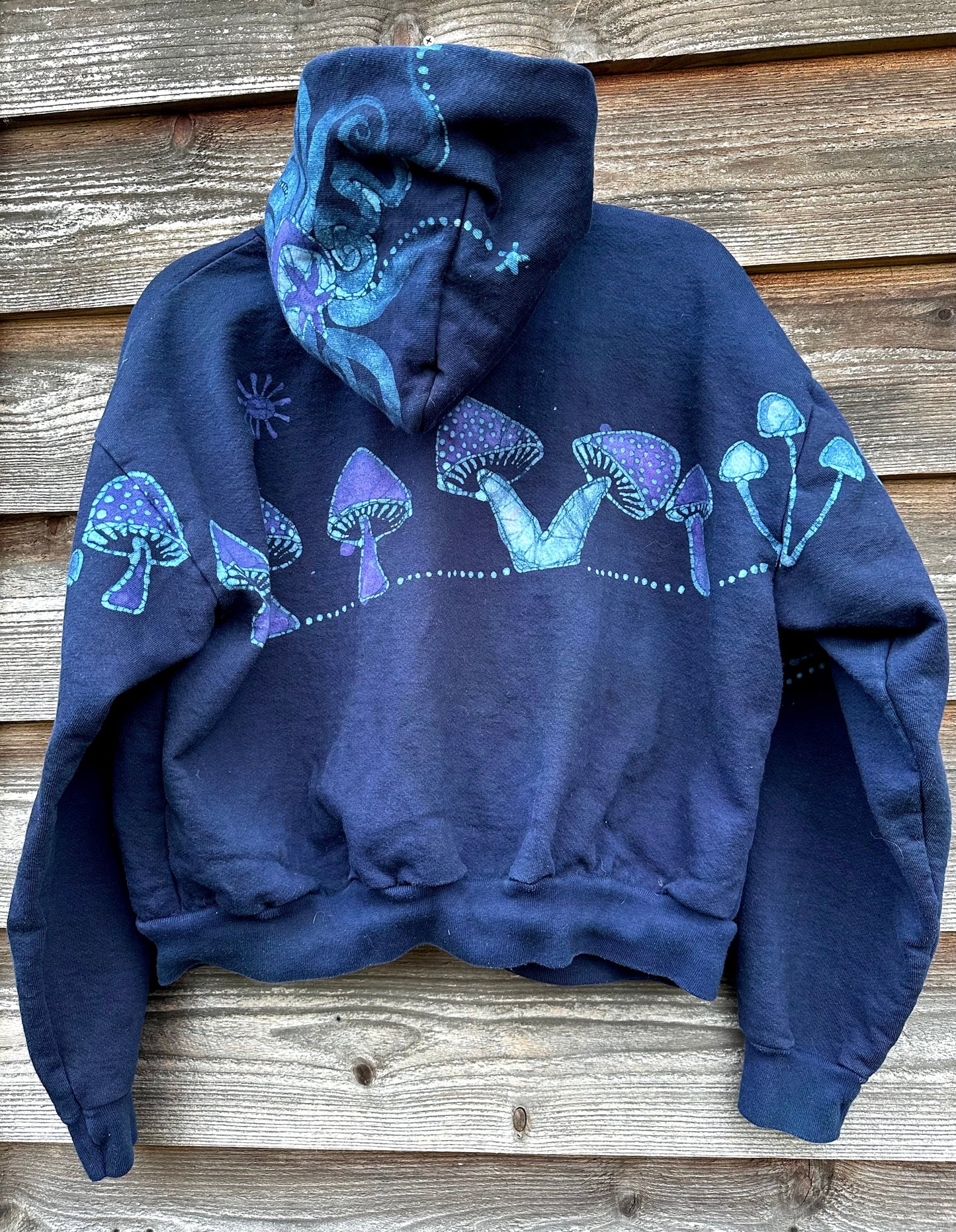 Purple Midnight Mushroom Hunter Batik Hoodie hoodie batikwalla