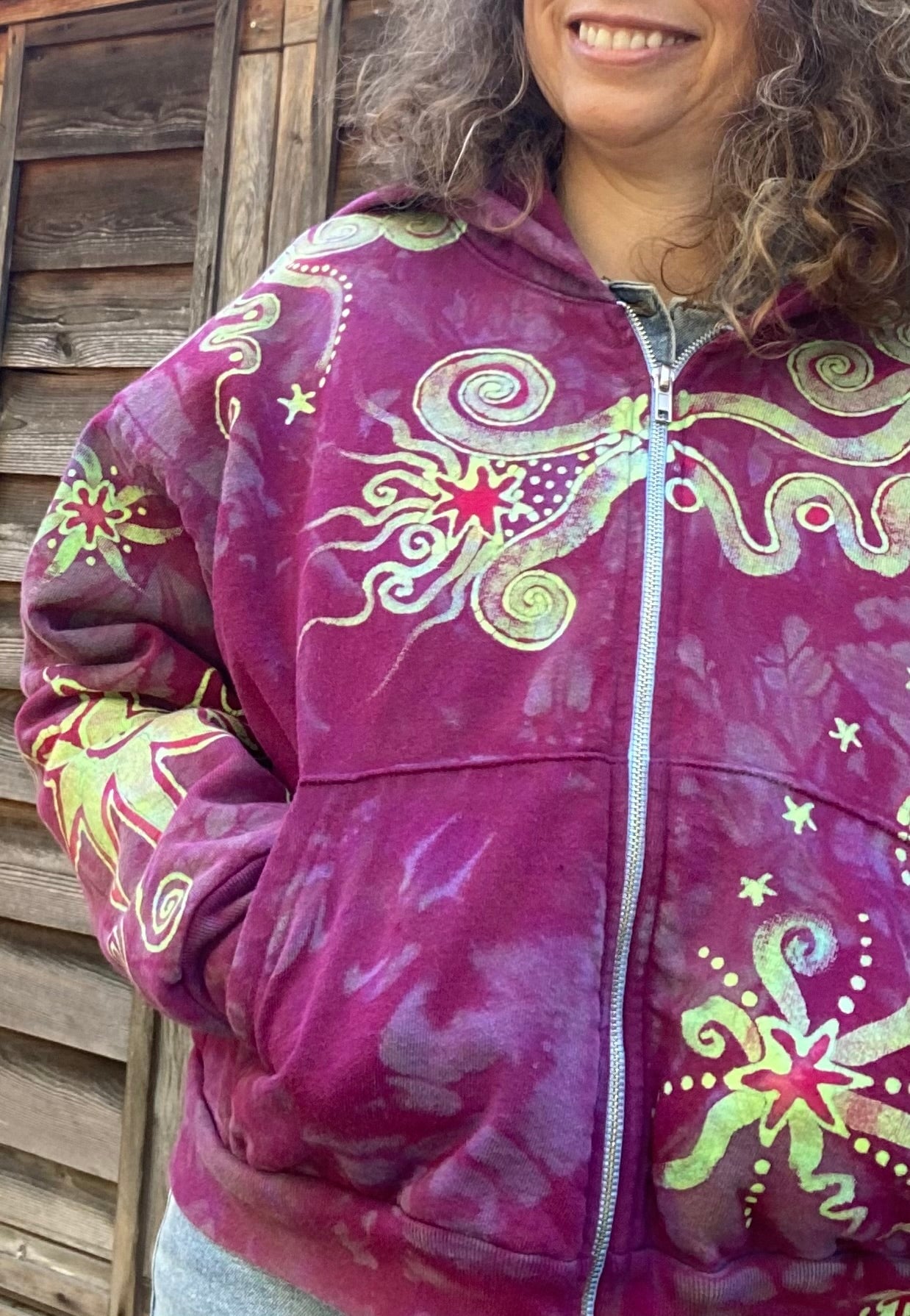 Sunrise Sun Glow Handmade Batik Hoodie hoodie batikwalla