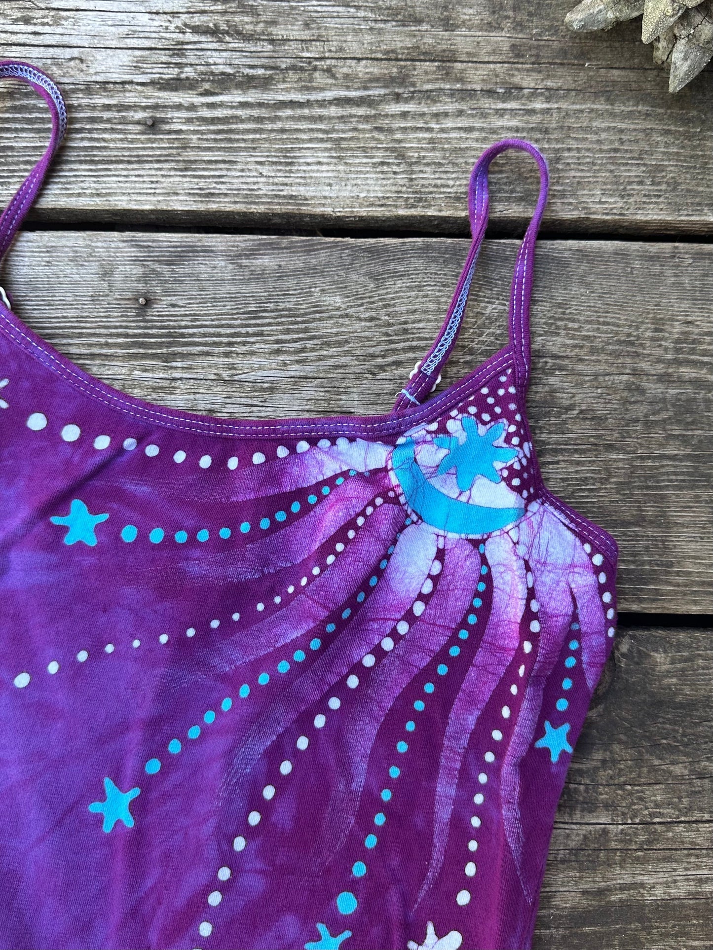 Magenta Moonbeams Hand Painted Batik Tank Top Tops batikwalla Large