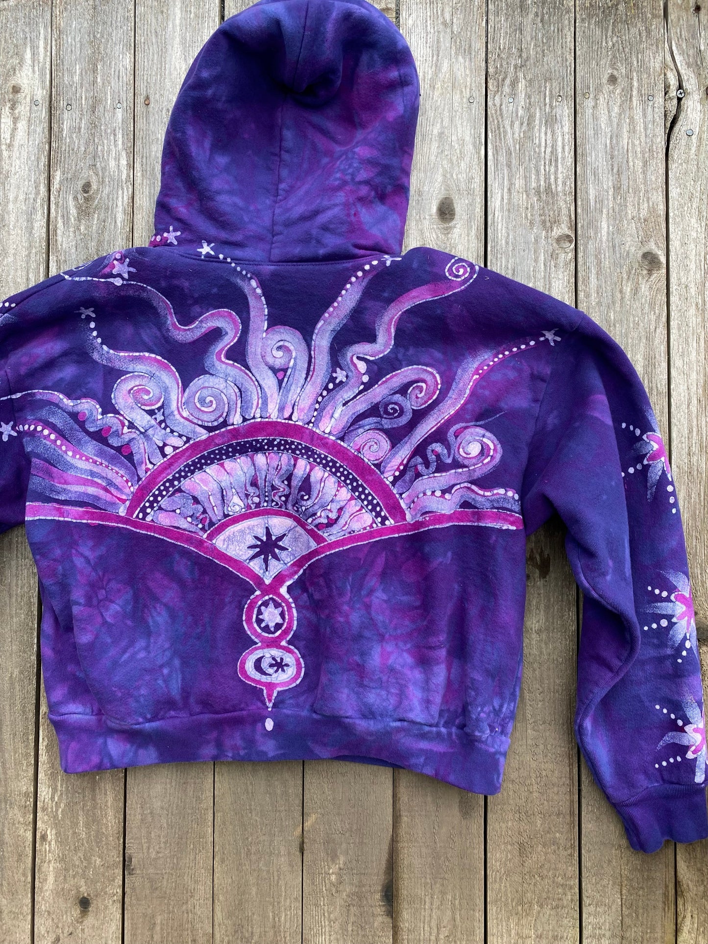 Pink Rising Stars Handmade Batik Hoodie hoodie batikwalla