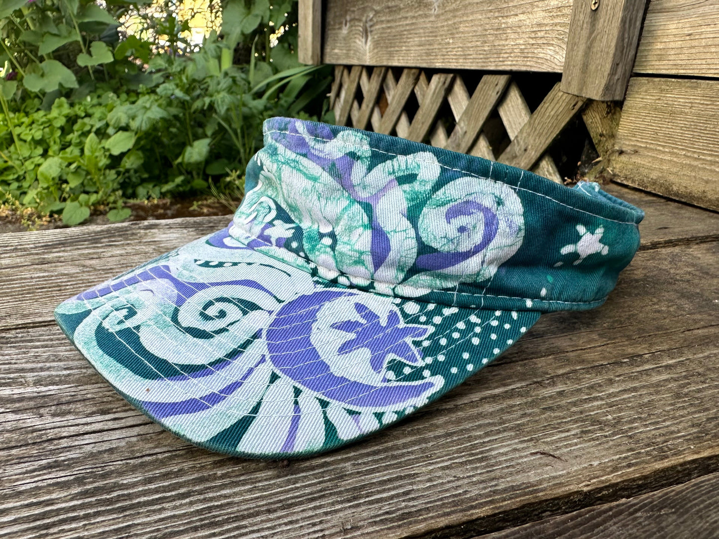 Aqua Moon and Stars Sun Visor visor batikwalla Aqua Moon