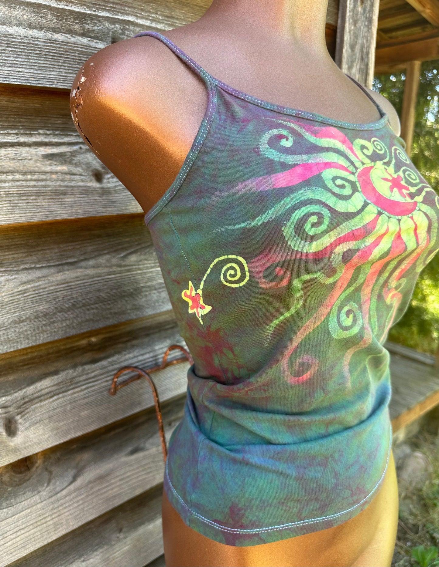 Mermaid Moonbeams - Hand Painted Batik Tank Top Tops batikwalla Medium