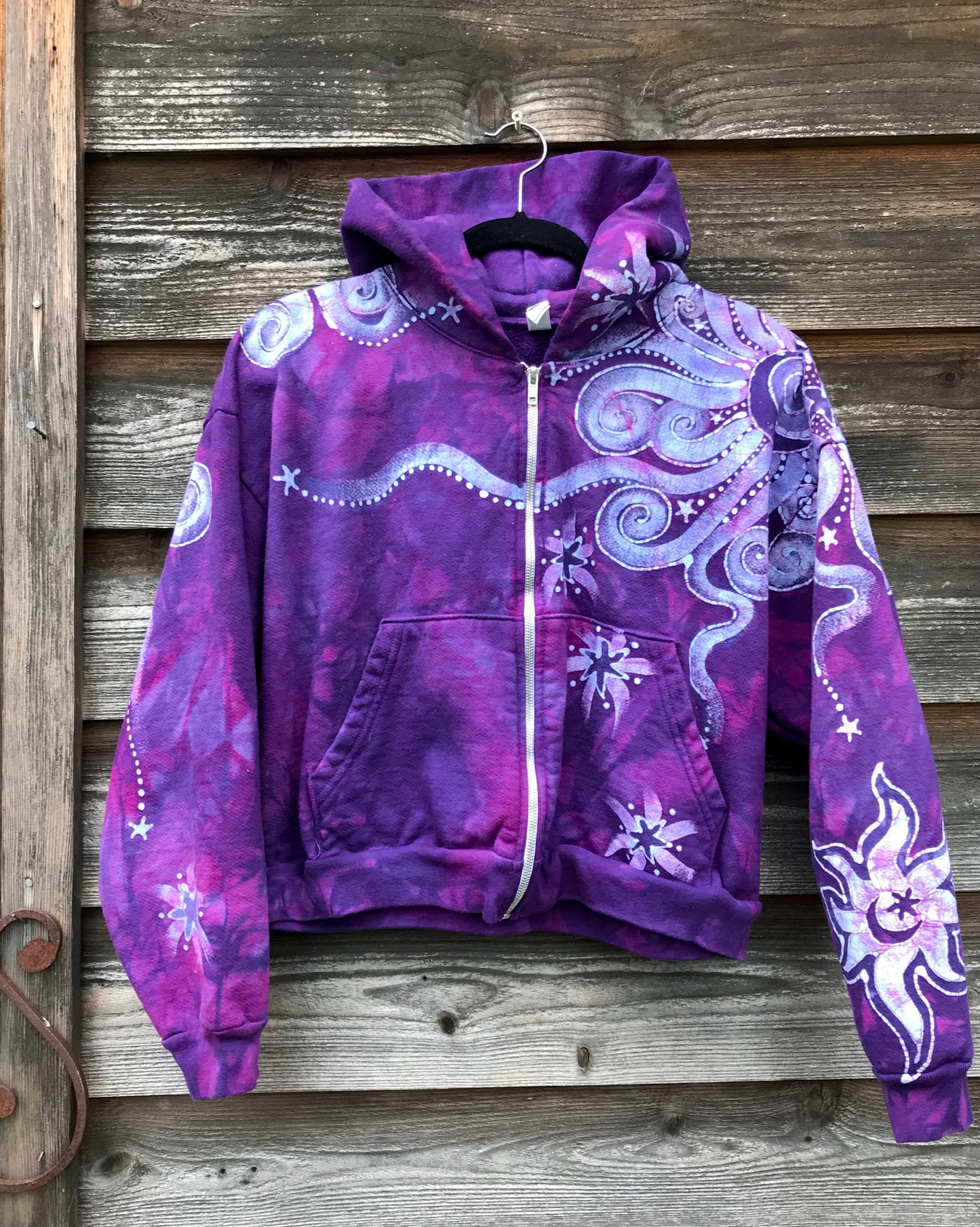 Magenta Moonbeams Handmade Batik Hoodie hoodie batikwalla